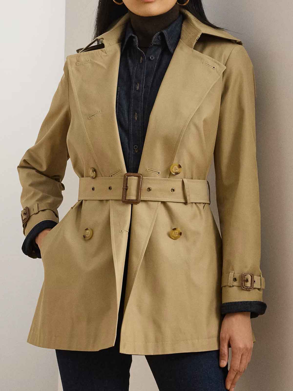 Ralph Lauren Db Blt Tr30 Lined Coat In Nude