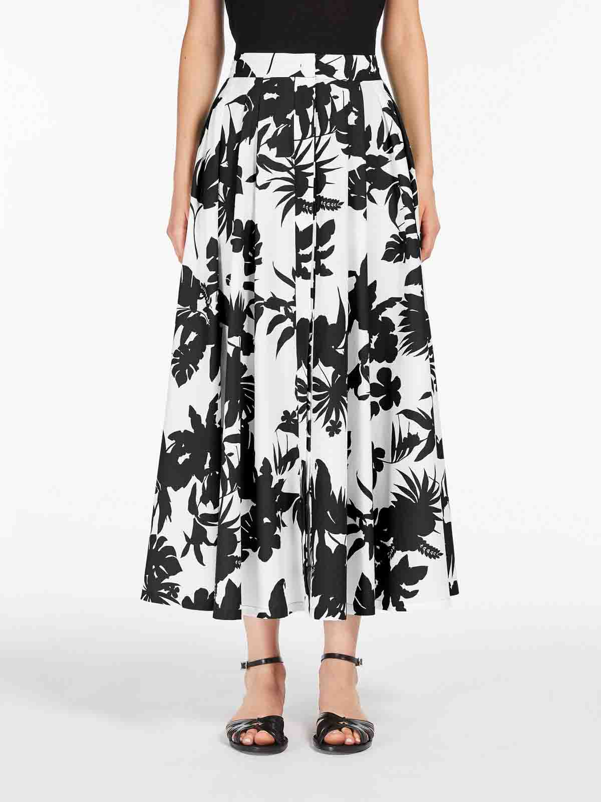 Max Mara Floral-print Pleated Skirt In Black