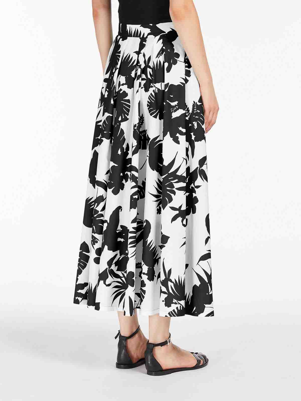 Max Mara Floral-print Pleated Skirt In Black