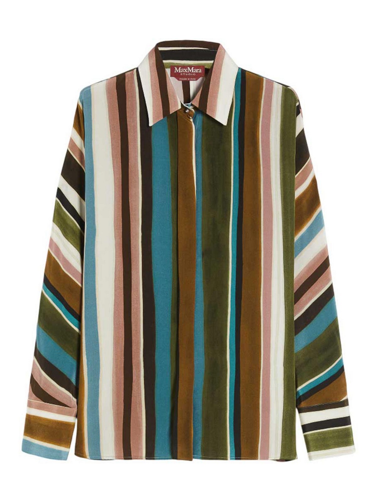 Max Mara Studio Multicolor Striped Silk Shirt In Multi