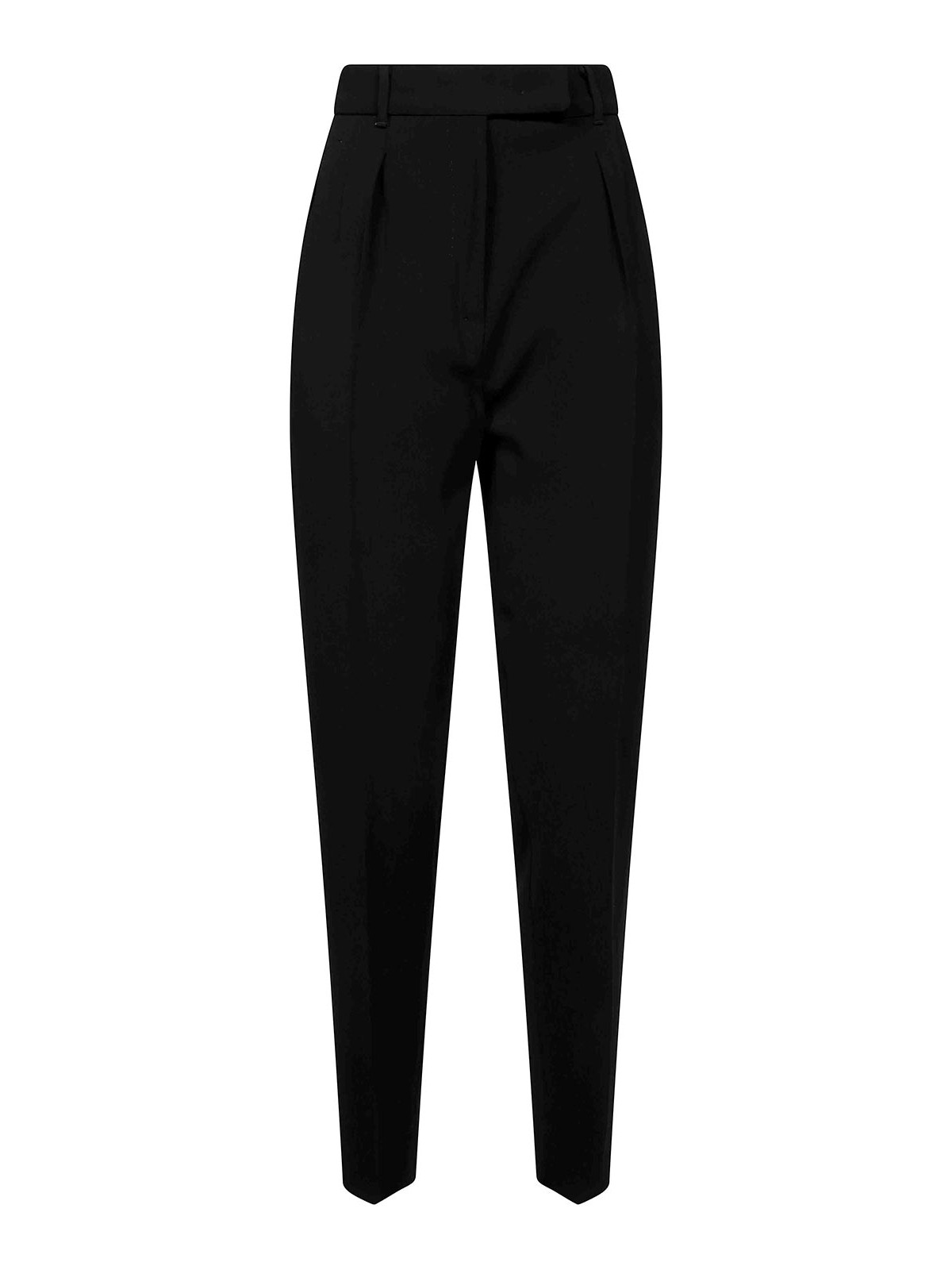 Max Mara Straight-leg Trousers With High Waist And Pleat Detail In Black