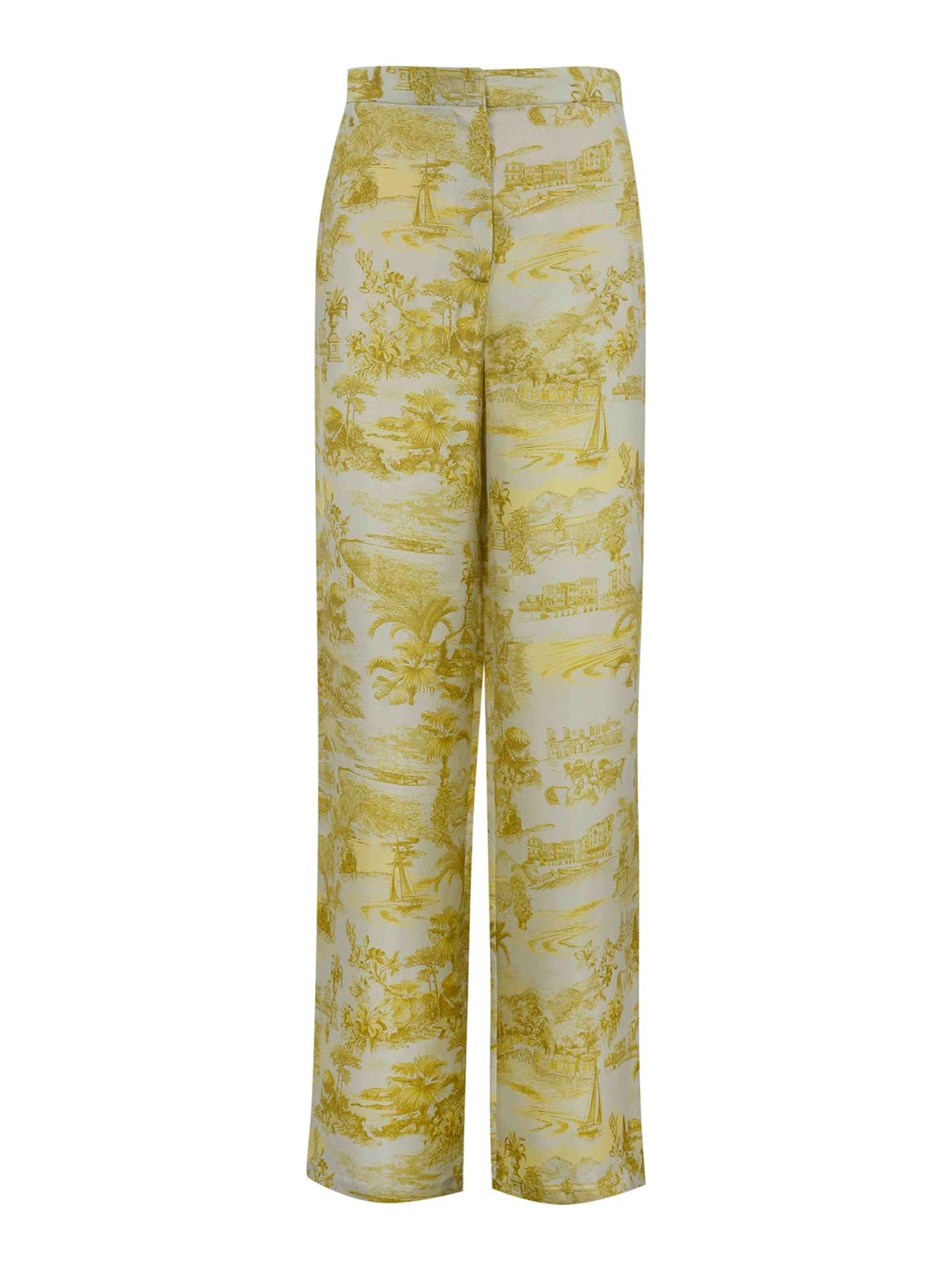 Max Mara Zeus Trousers In Printed Twill In Green