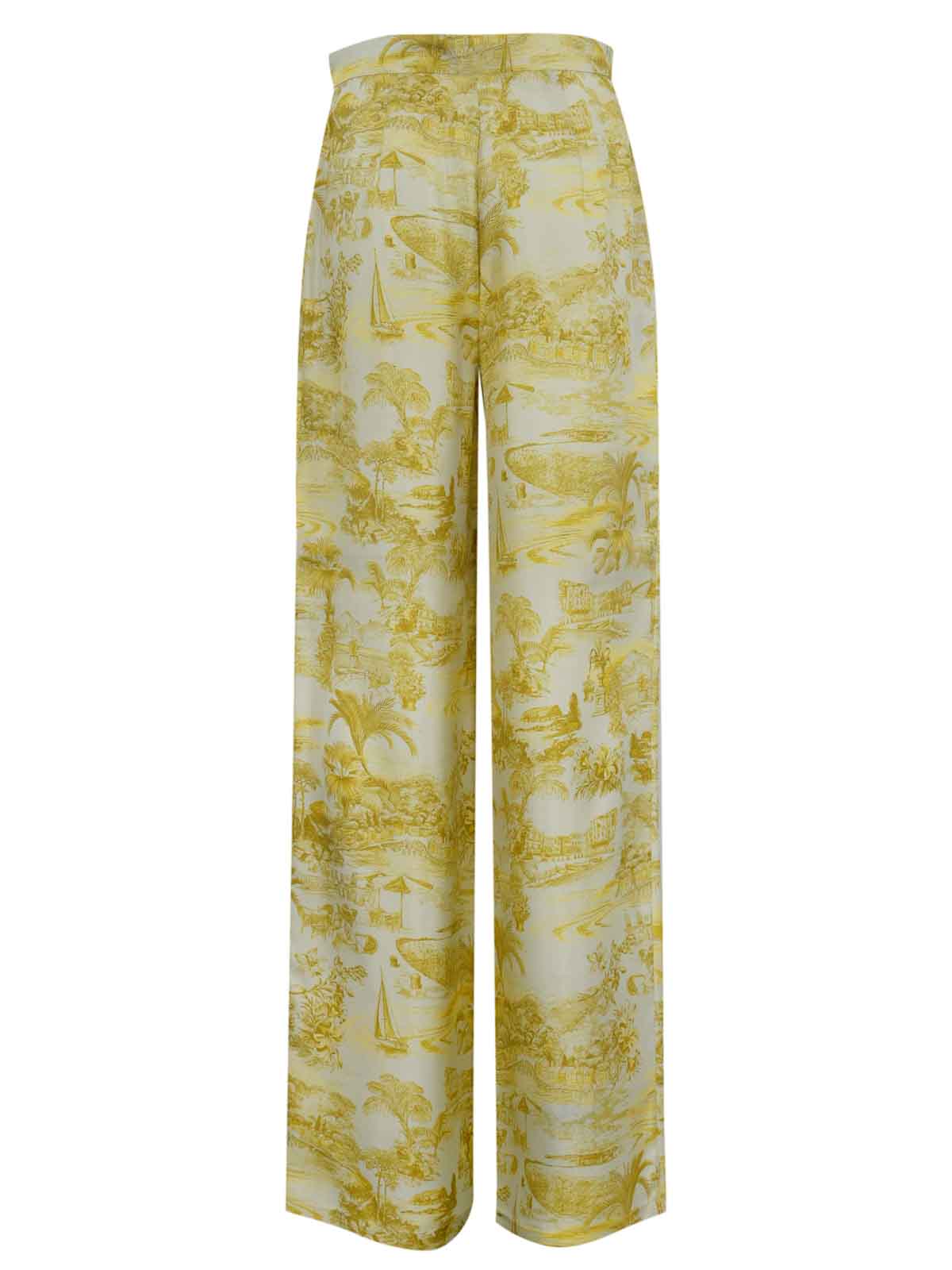 Max Mara Zeus Trousers In Printed Twill In Green