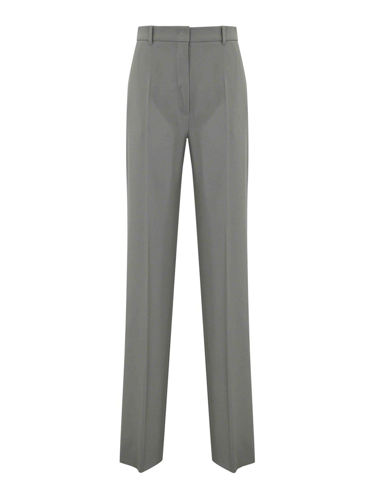 Max Mara Quasar Trousers In Wool Crepe Satin In Gray
