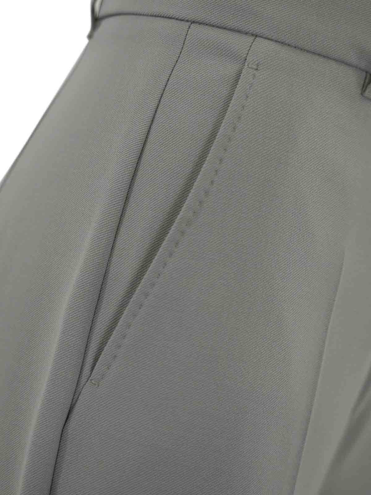Max Mara Quasar Trousers In Wool Crepe Satin In Gray