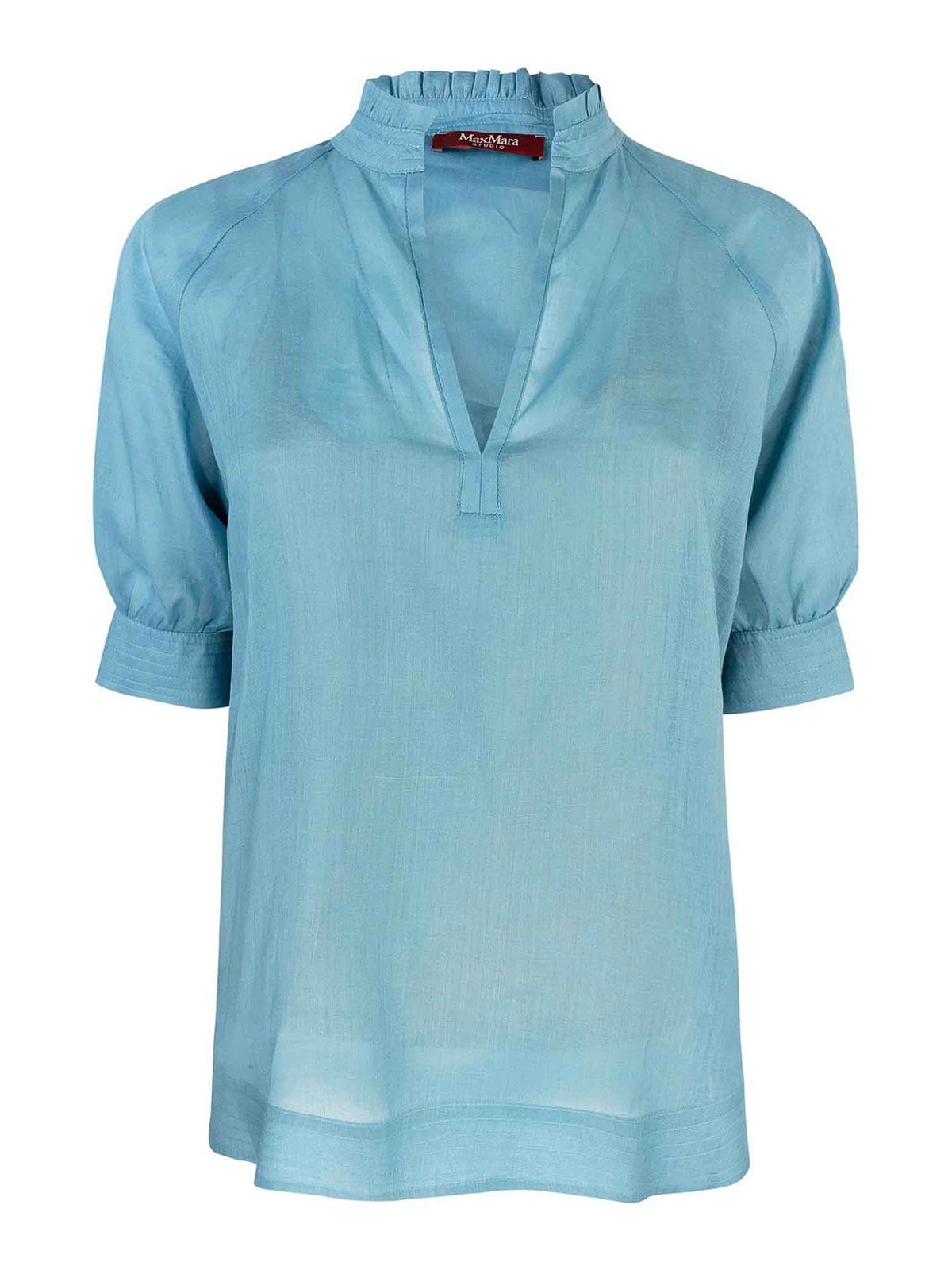Max Mara Orvieto V-neck Short-sleeved Top In Blue