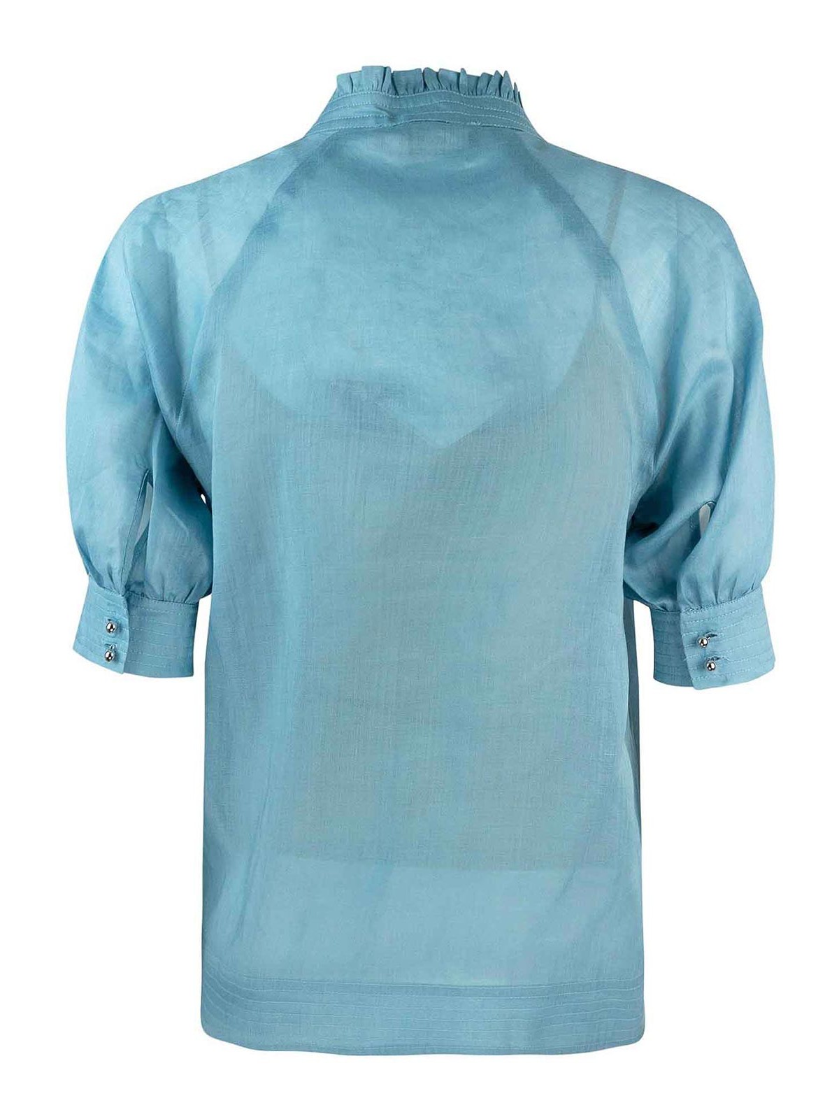 Max Mara Orvieto V-neck Short-sleeved Top In Blue