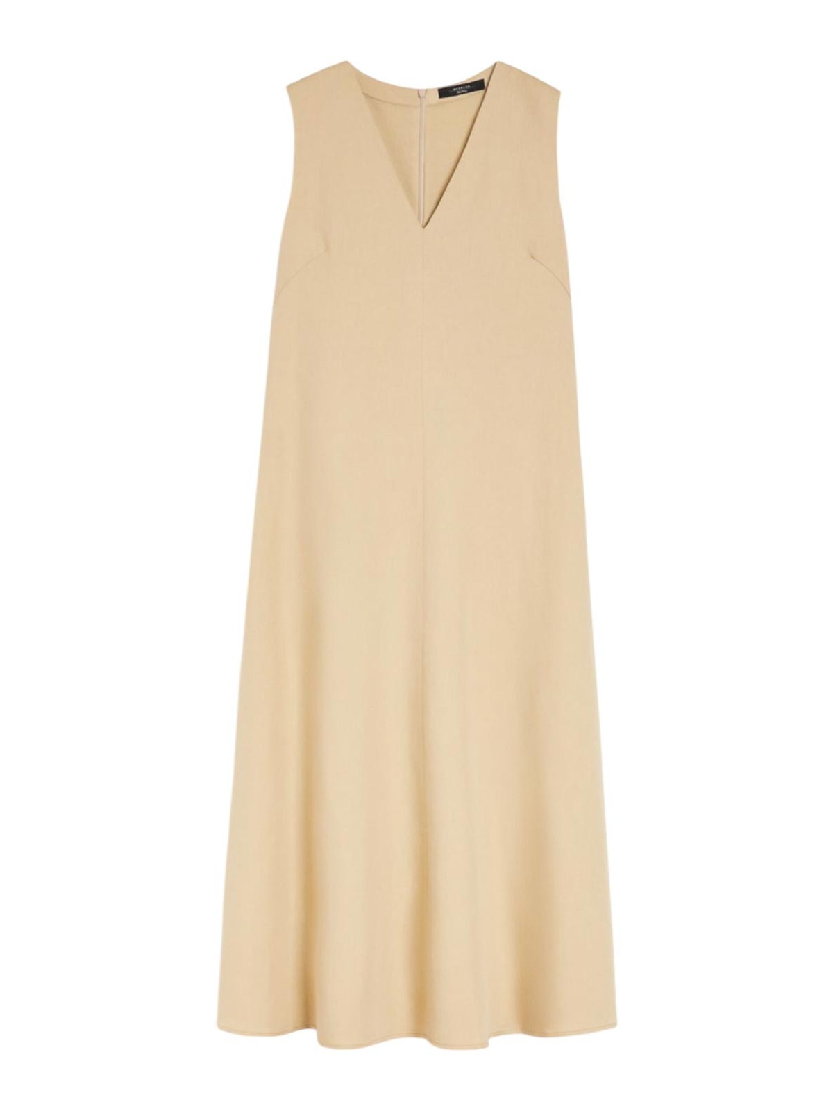 Weekend Max Mara Viscose And Linen Canvas Flared Dress In Neutral