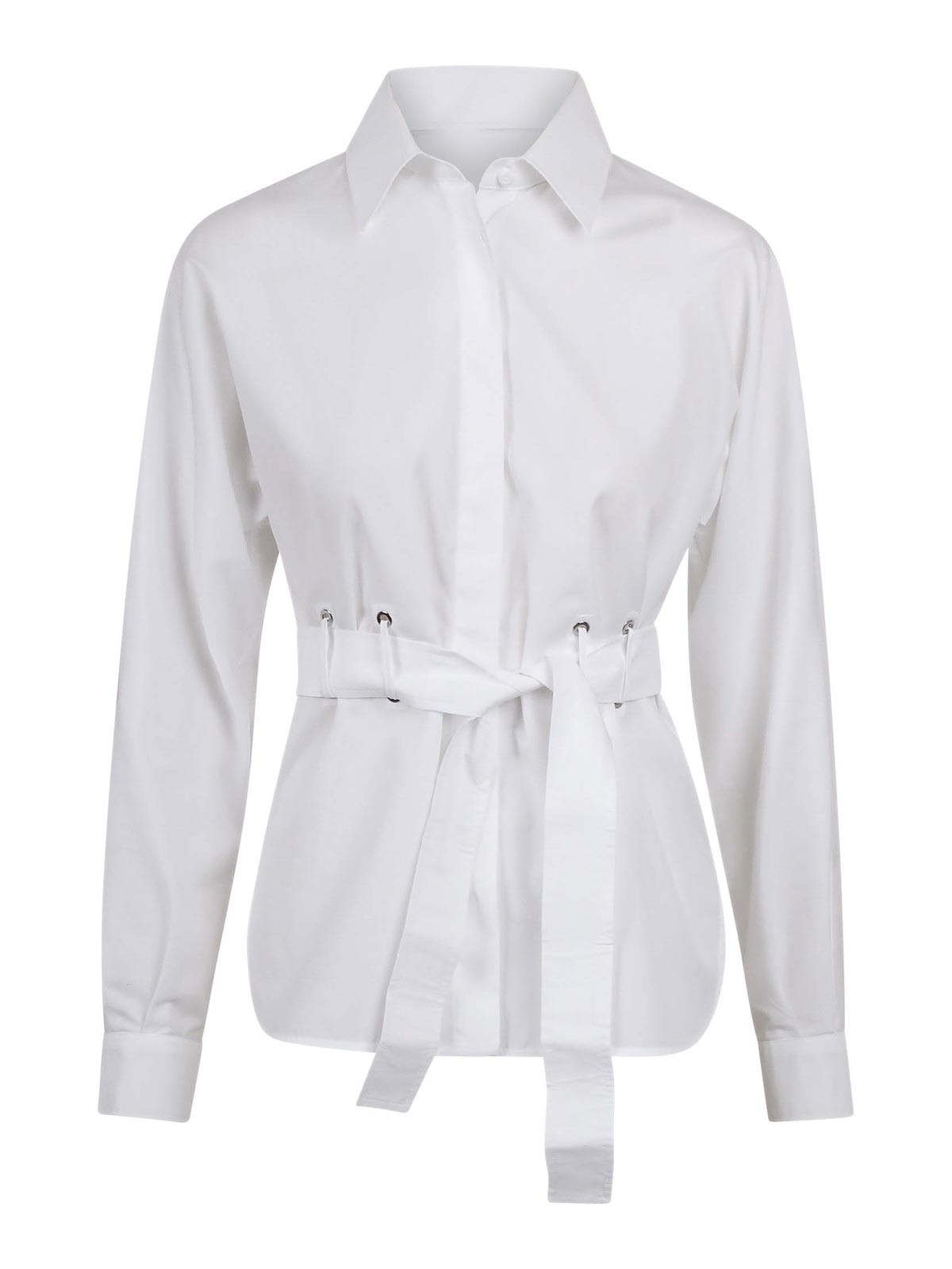 Max Mara Popeline Shirt With Belt In White