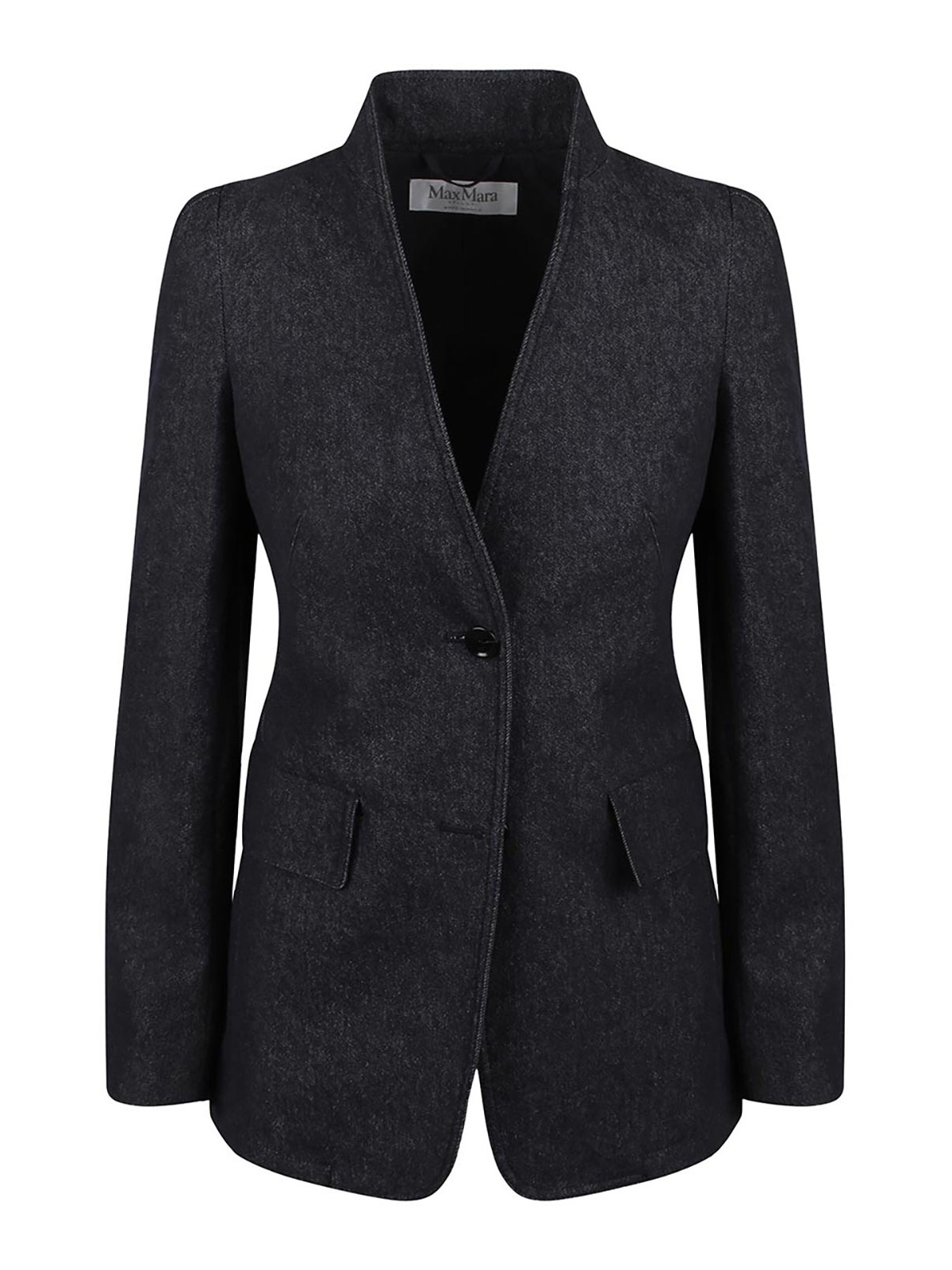 Max Mara Blazer Slim In Cotone Effetto Denim In Blue