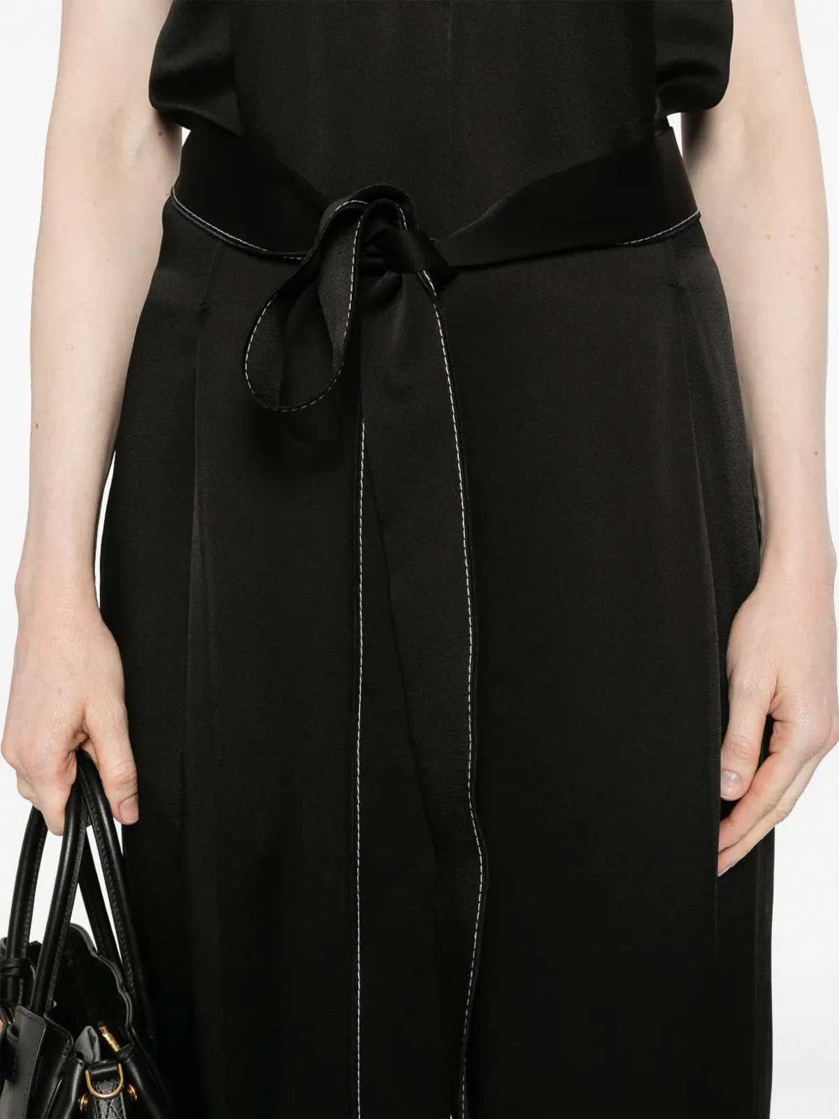 Victoria Beckham Asymmetrical Neck Jumpsuit Belted In Black