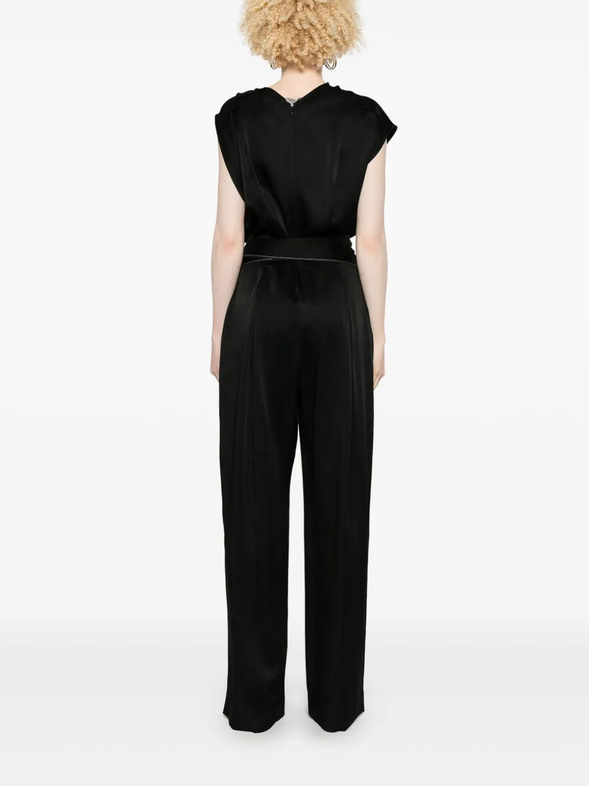 Victoria Beckham Asymmetrical Neck Jumpsuit Belted In Black