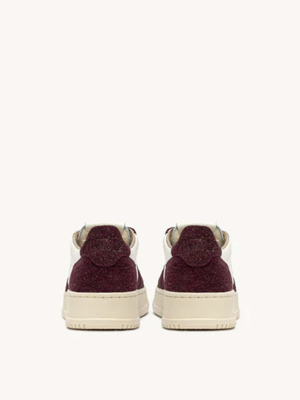 Autry Sneakers Medalist Low In Avory And Burgundy Glittered Leather. In Brown