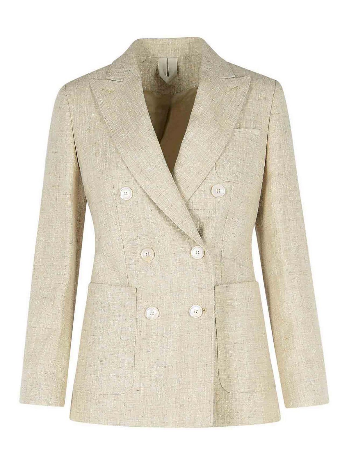 Max Mara Ivory Linen Blend Blazer In White