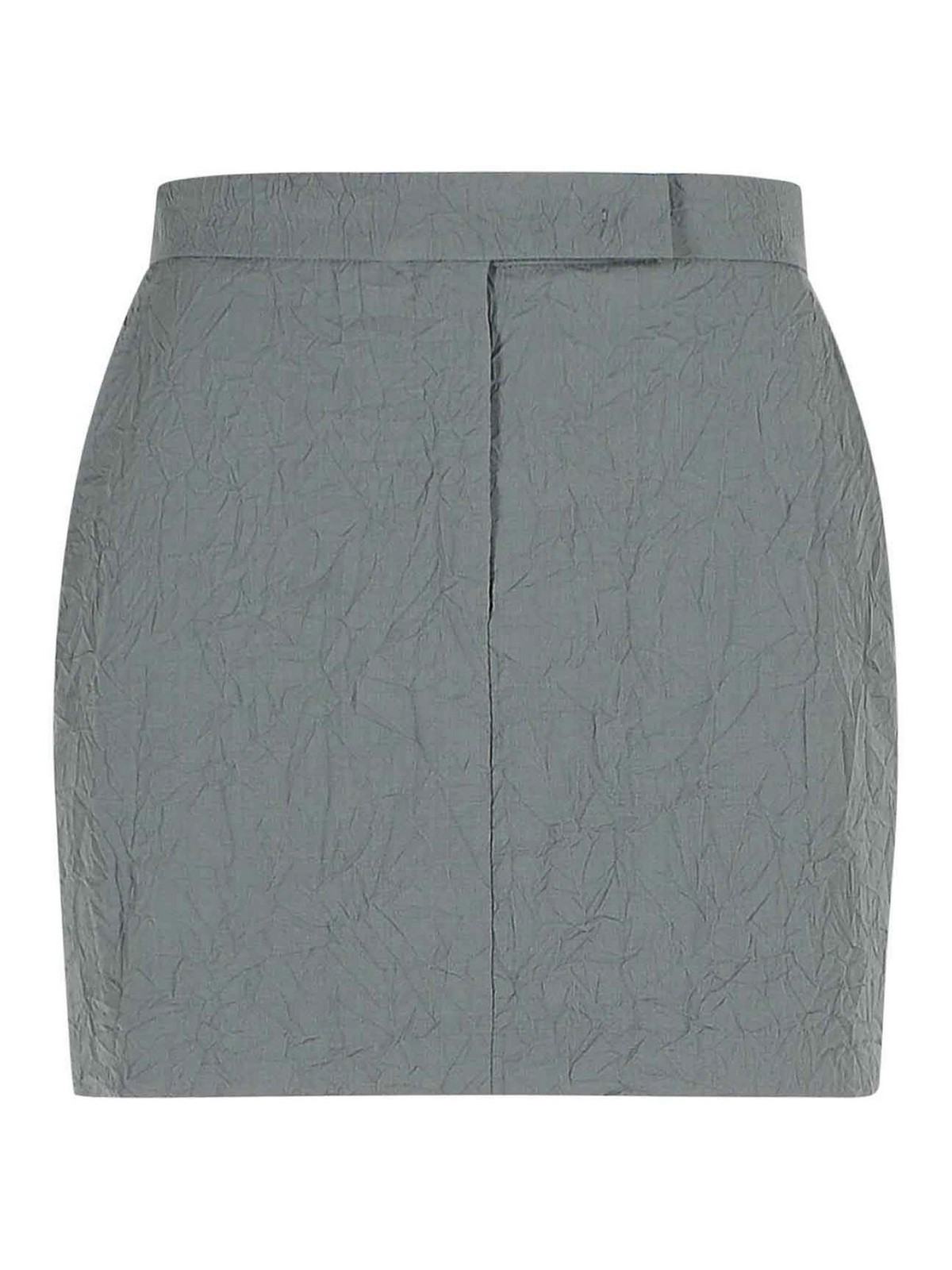 Max Mara Wool Crinkled Mini Skirt With Pocket Accents In Gray