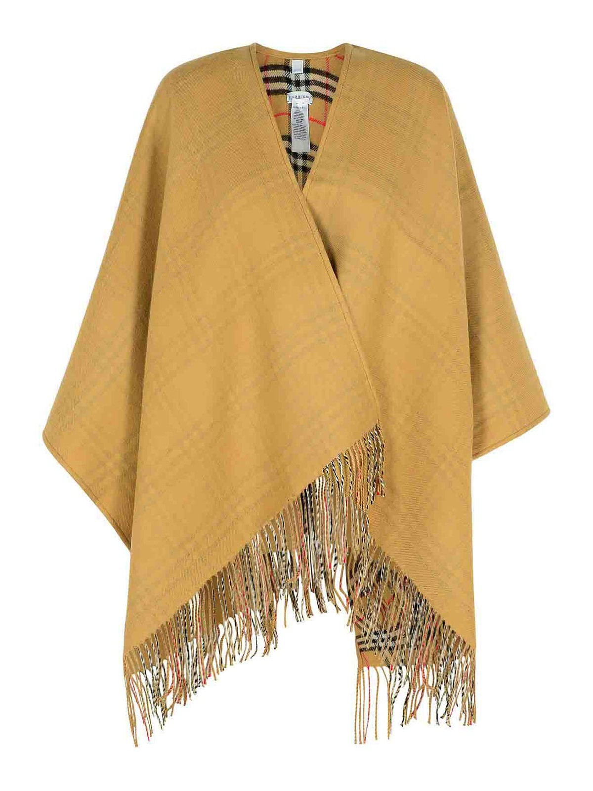 Burberry Reversible Beige Wool Cape In Sand