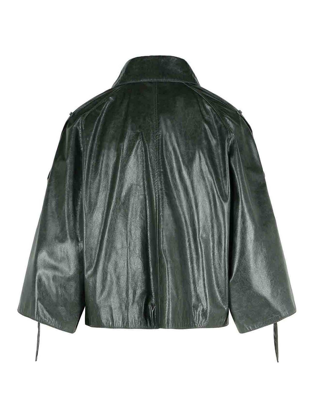 Max Mara Pointed-collar Double-breasted Leather Jacket In Burgundy