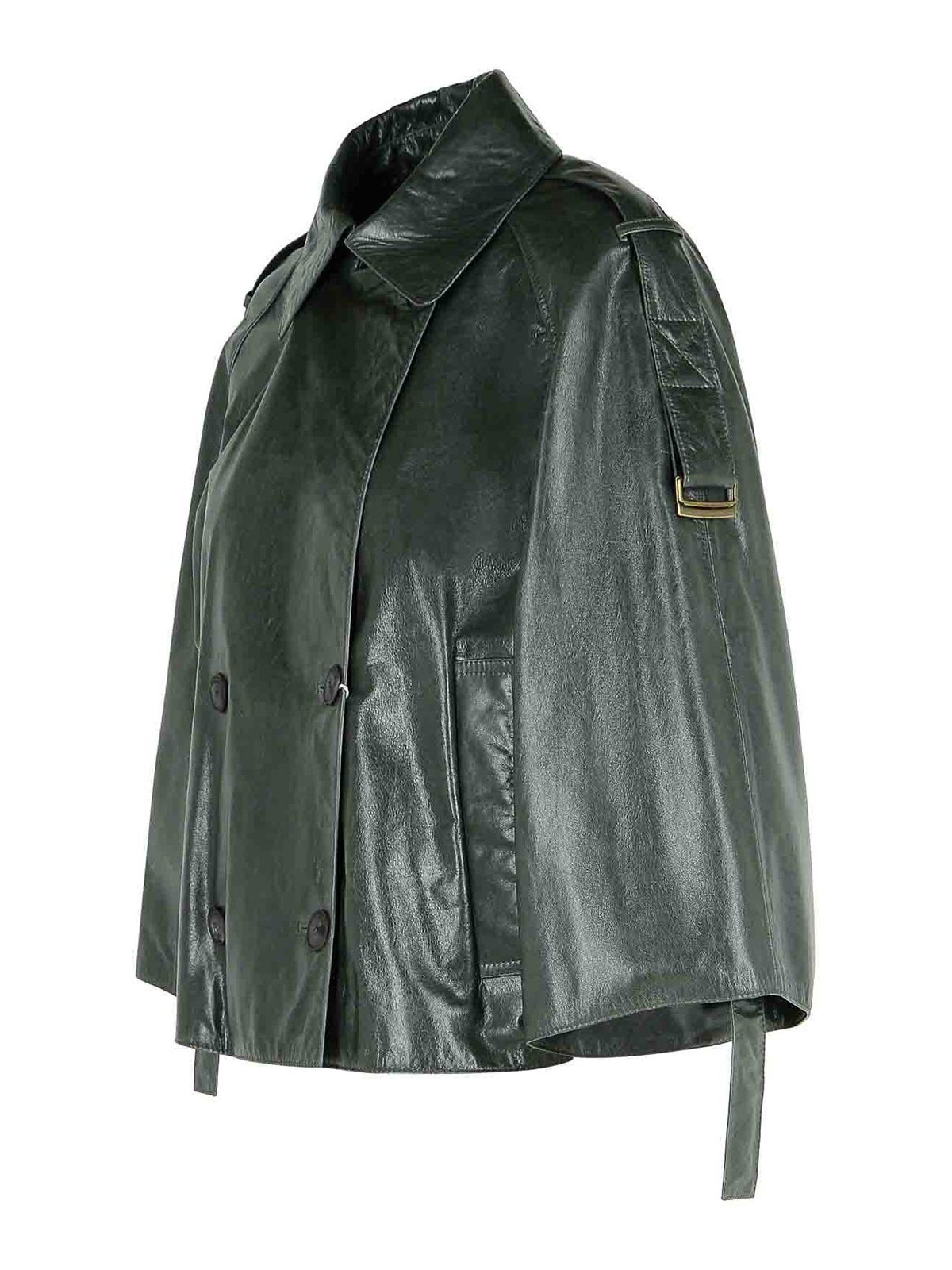Max Mara Pointed-collar Double-breasted Leather Jacket In Burgundy