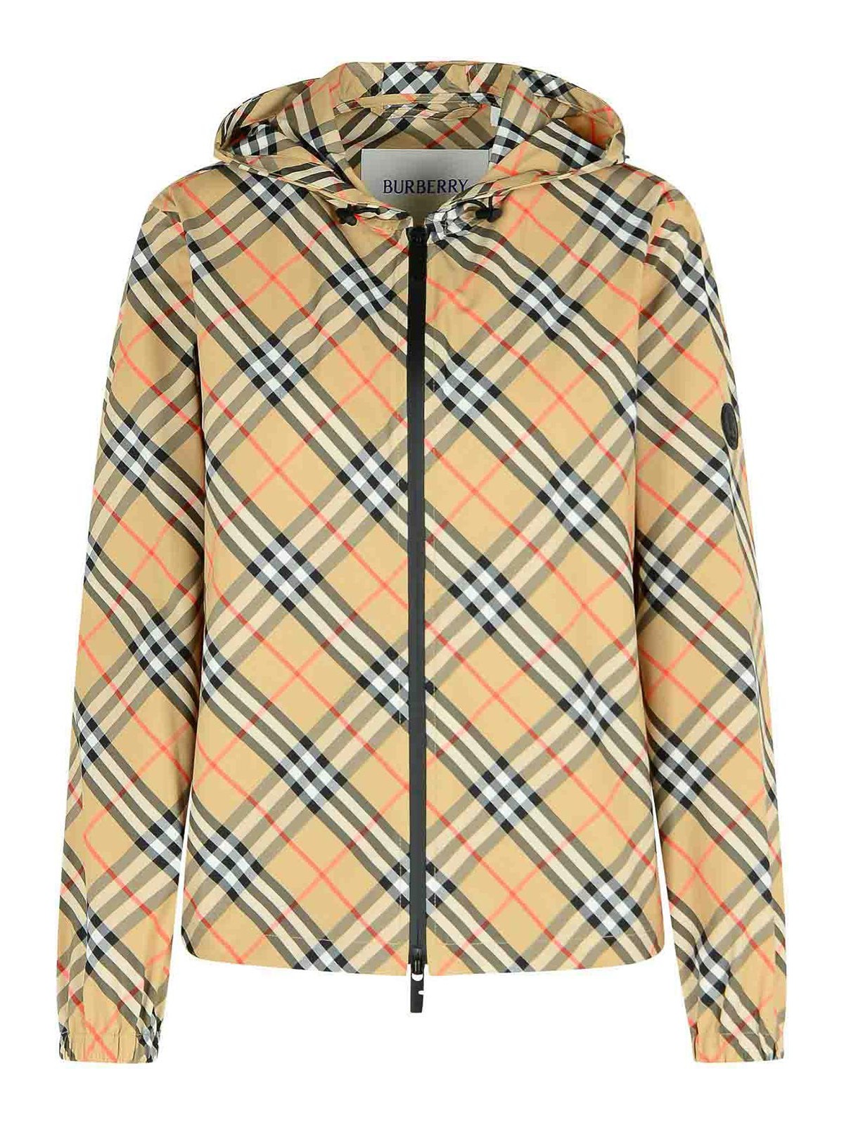 Burberry Salcombe Hooded Jacket In Polyester Sabbia In Multi