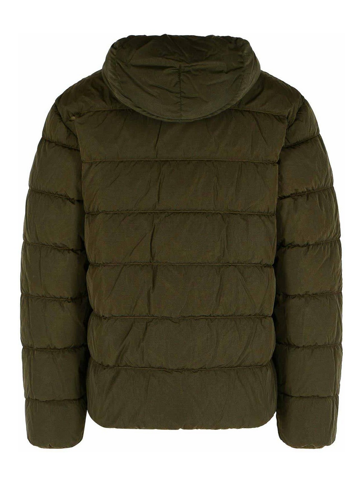 C.p. Company Quilted Green Polyamide Down Jacket With Integrated Sunglasses In Green