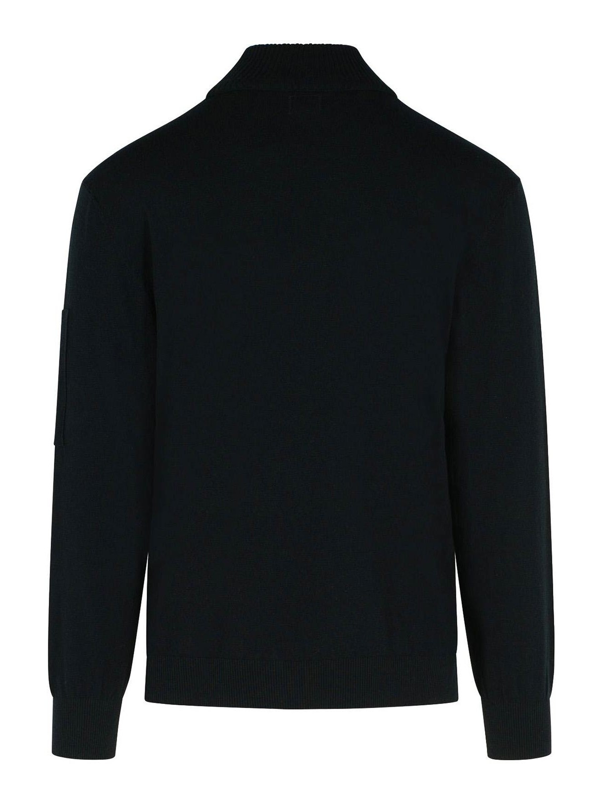 C.p. Company Black Virgin Wool Blend Turtleneck Sweater In Black