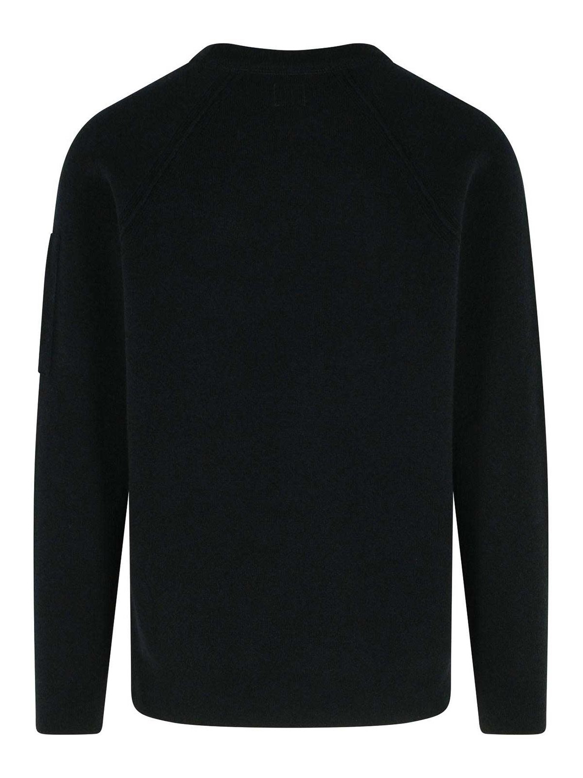 C.p. Company Grs Black Wool Blend Sweatshirt In Black