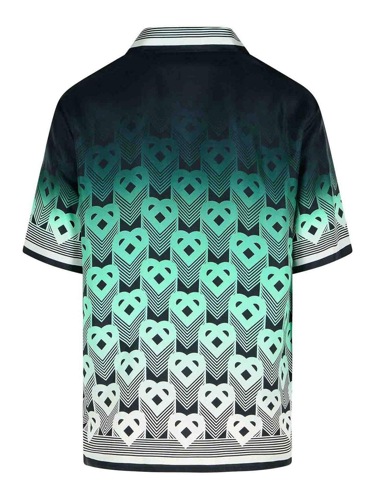 Casablanca Men Gradient Monogram Short Sleeve Silk Shirt In Green