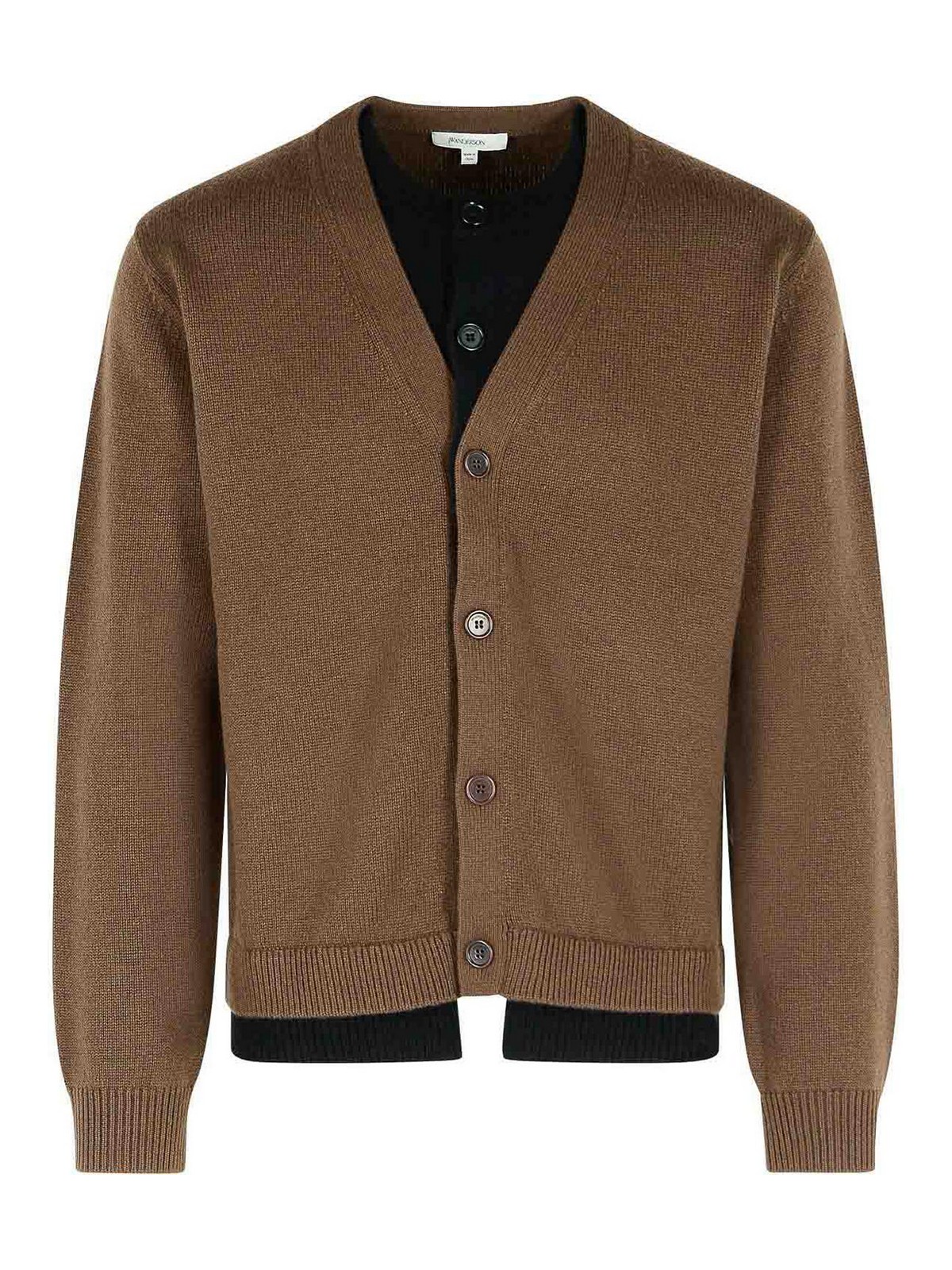 Jw Anderson Brown Cashmere Blend Layered Cardigan In Brown
