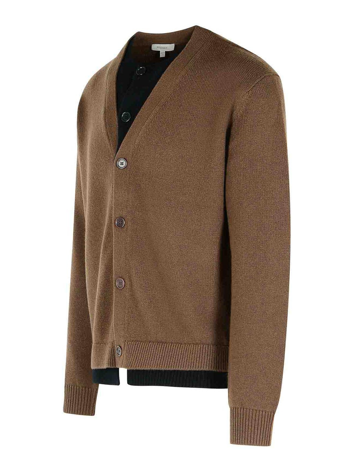 Jw Anderson Brown Cashmere Blend Layered Cardigan In Brown