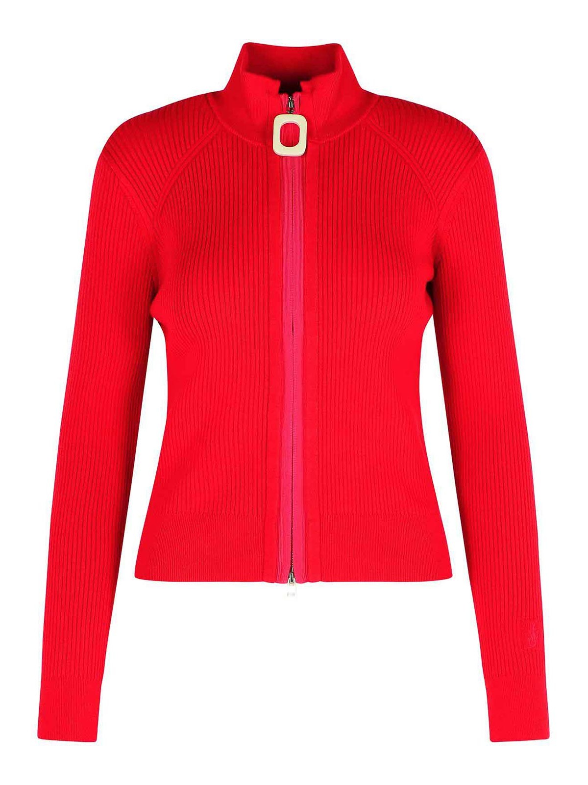 Jw Anderson J. W. Anderson Fitted Cardigan With Zipper In Red