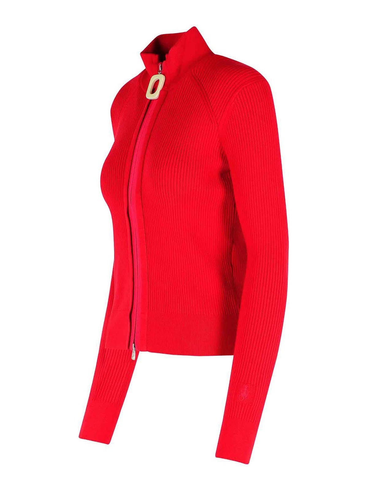 Jw Anderson J. W. Anderson Fitted Cardigan With Zipper In Red