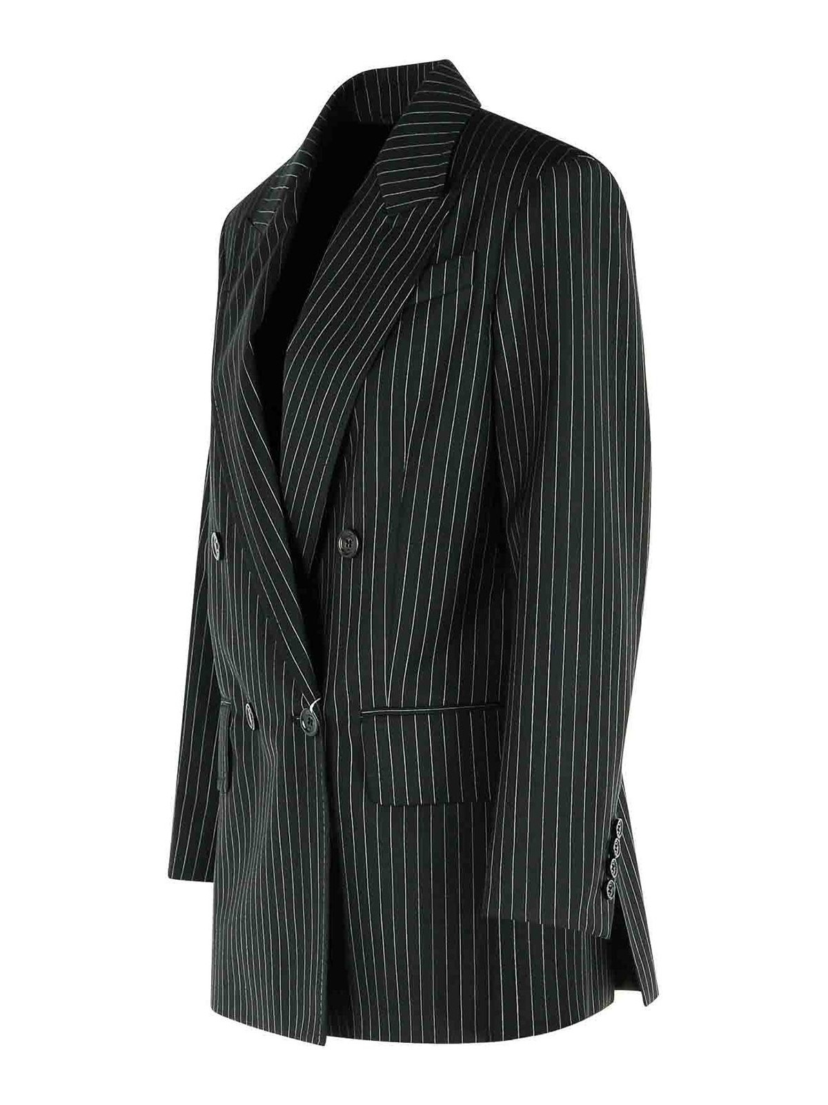 Max Mara Mattia Pinstriped Virgin Wool Blazer In Black