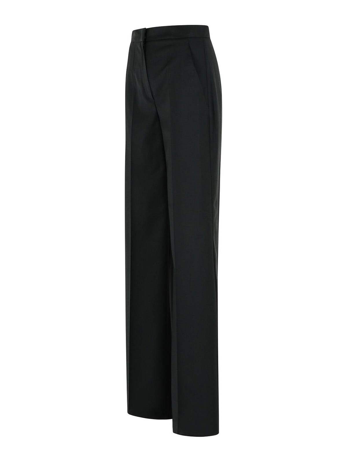 Max Mara Fernet Straight Black Virgin Wool Pants In Black