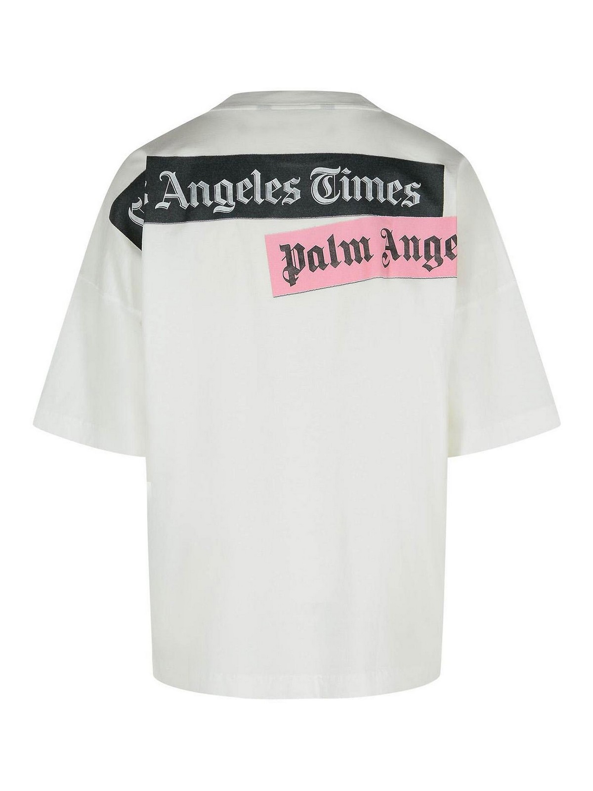 Palm Angels Oversized Newspaper Print T-shirt With Contrasting Graphic In White