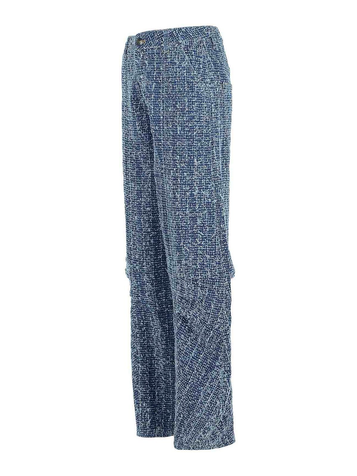 Rotate Birger Christensen Textured Fabric Trousers Featuring Pockets In Blue