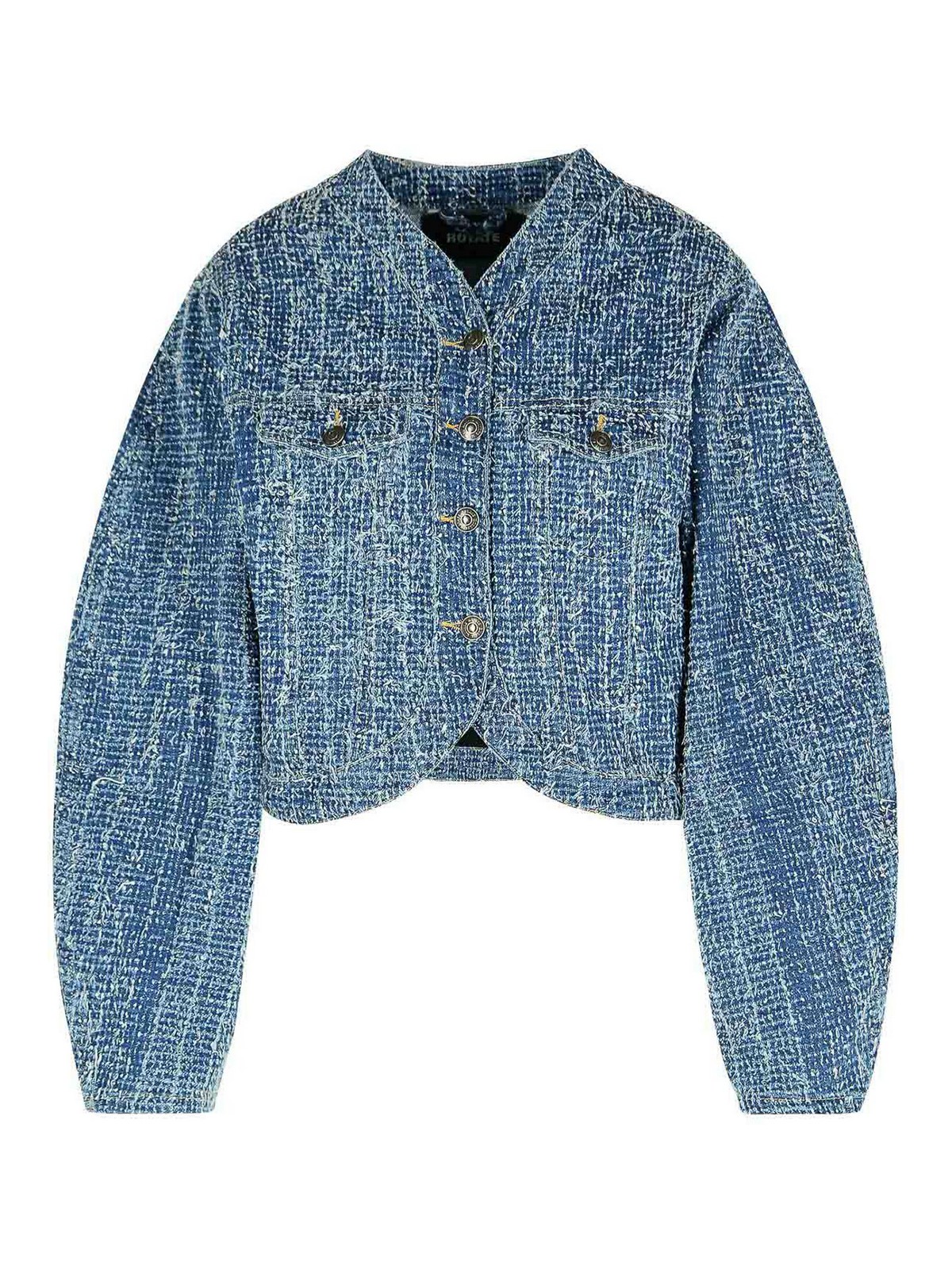 Rotate Birger Christensen Blue Cotton Short Jacket In Blue