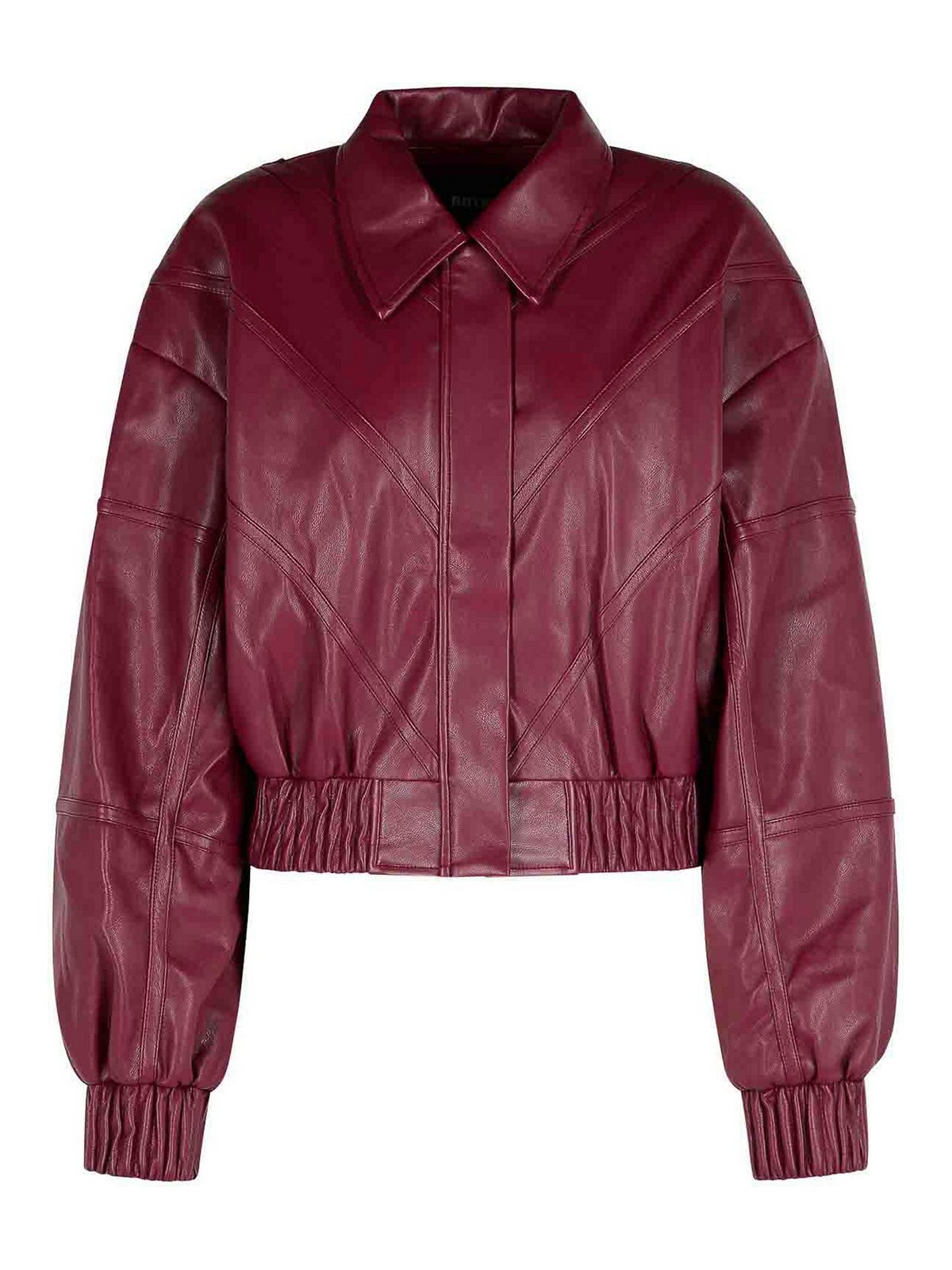 Rotate Birger Christensen Bordeaux Faux Leather Bomber Jacket In Red