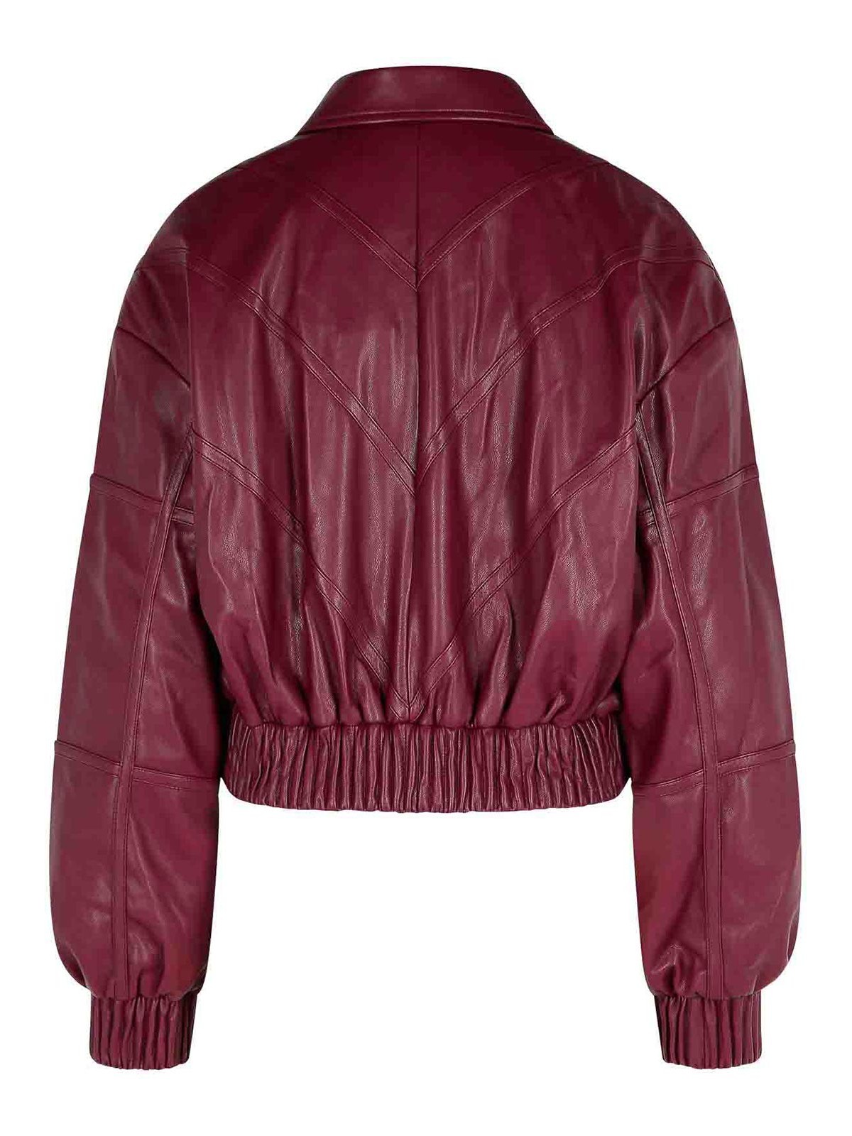 Rotate Birger Christensen Bordeaux Faux Leather Bomber Jacket In Red