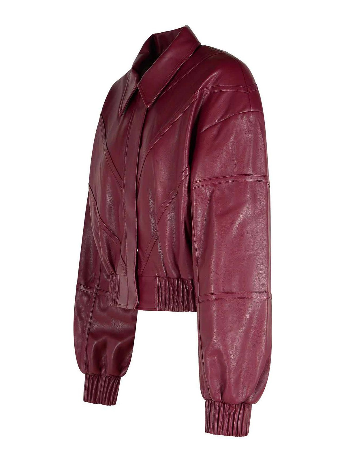 Rotate Birger Christensen Bordeaux Faux Leather Bomber Jacket In Red