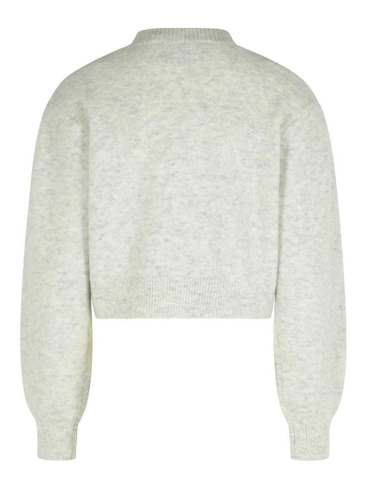 Rotate Birger Christensen Cropped Alpaca And Wool Cardigan With V-neck In Gray