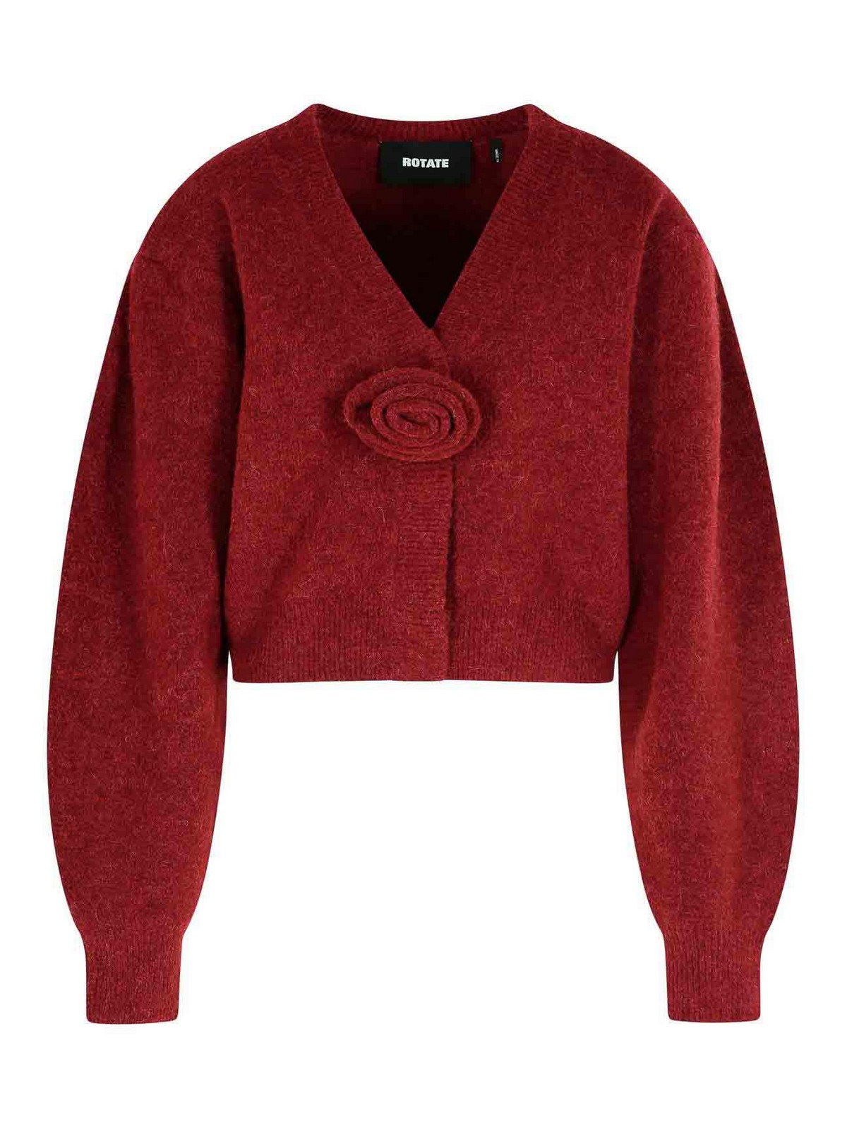Rotate Birger Christensen Burgundy Alpaca Blend Cardigan In Red