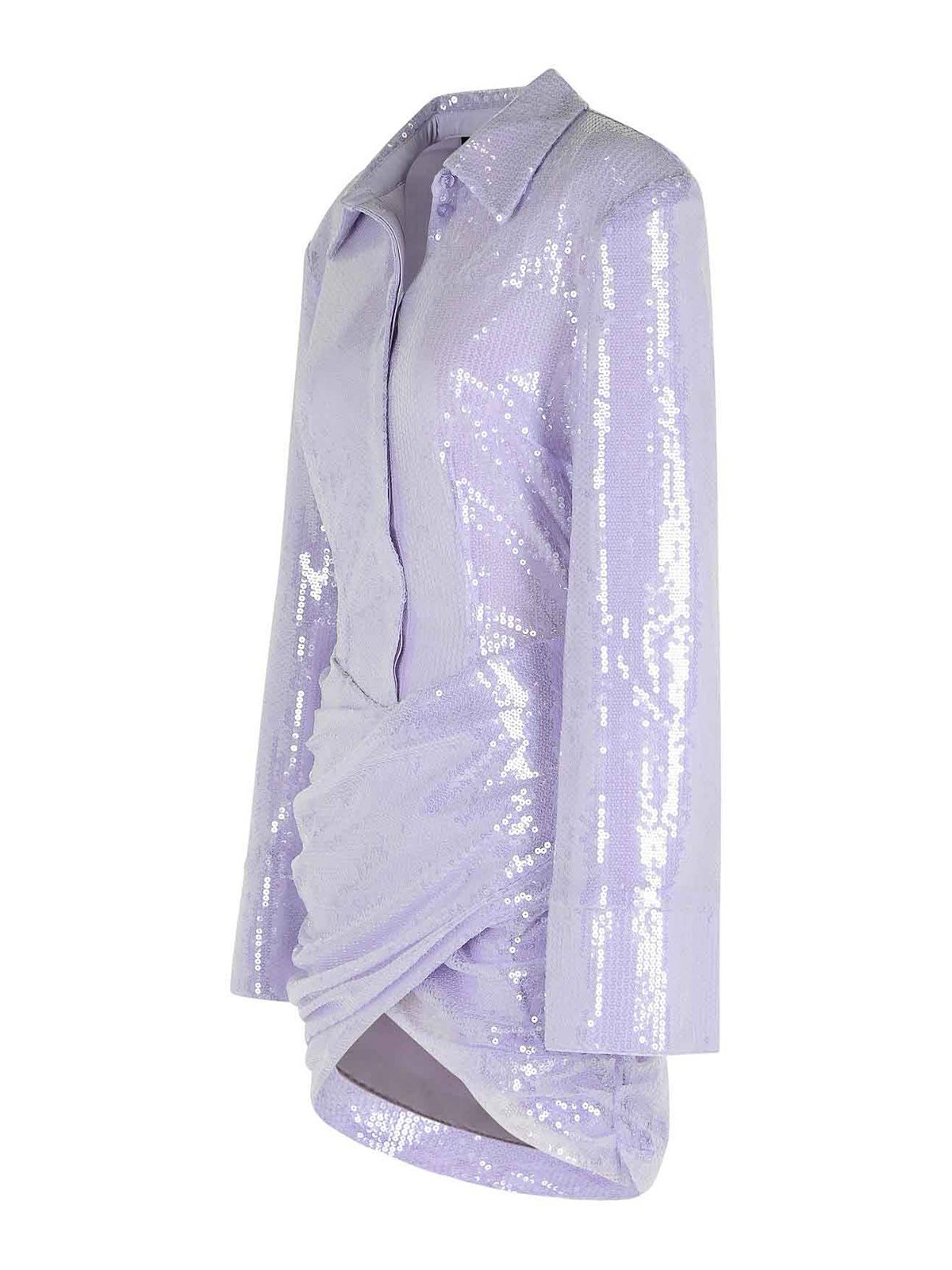 Rotate Birger Christensen Misty Lilac Polyester Sequined Mini Dress In Silver