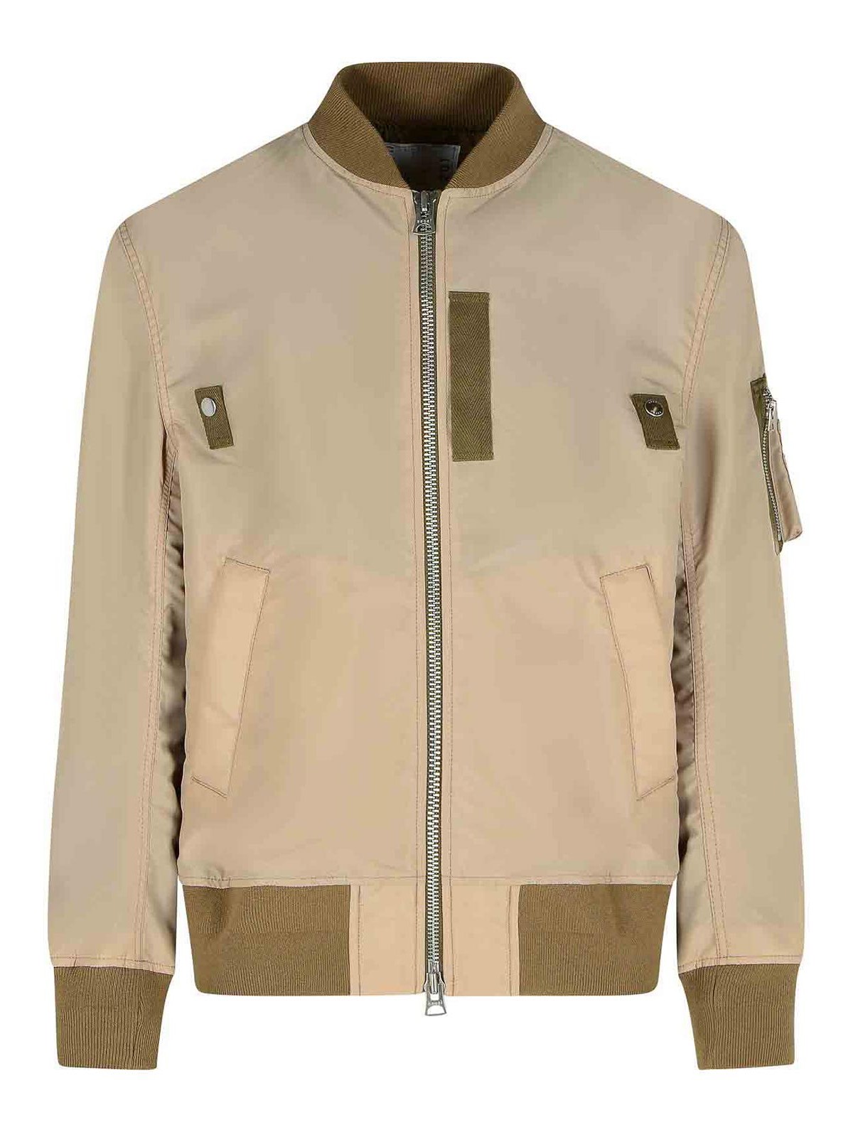Sacai Beige Nylon Bomber Jacket In Neutral
