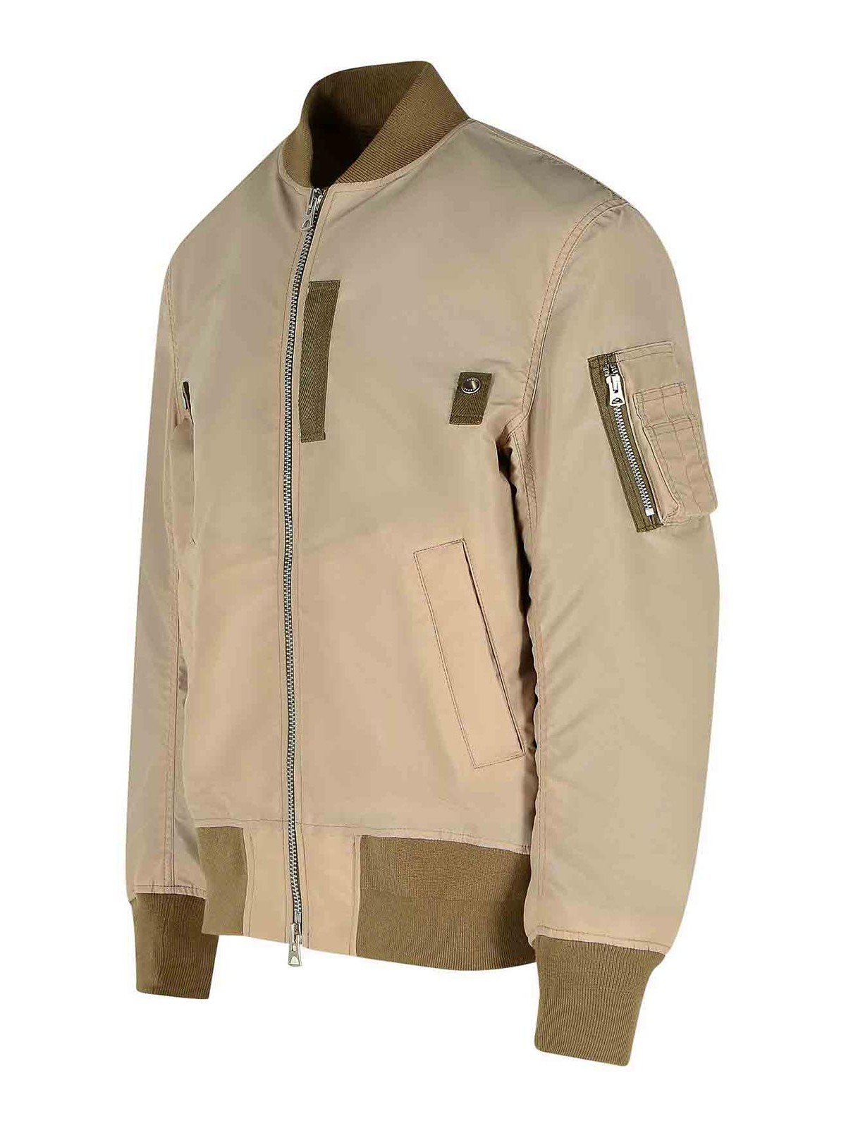 Sacai Beige Nylon Bomber Jacket In Neutral