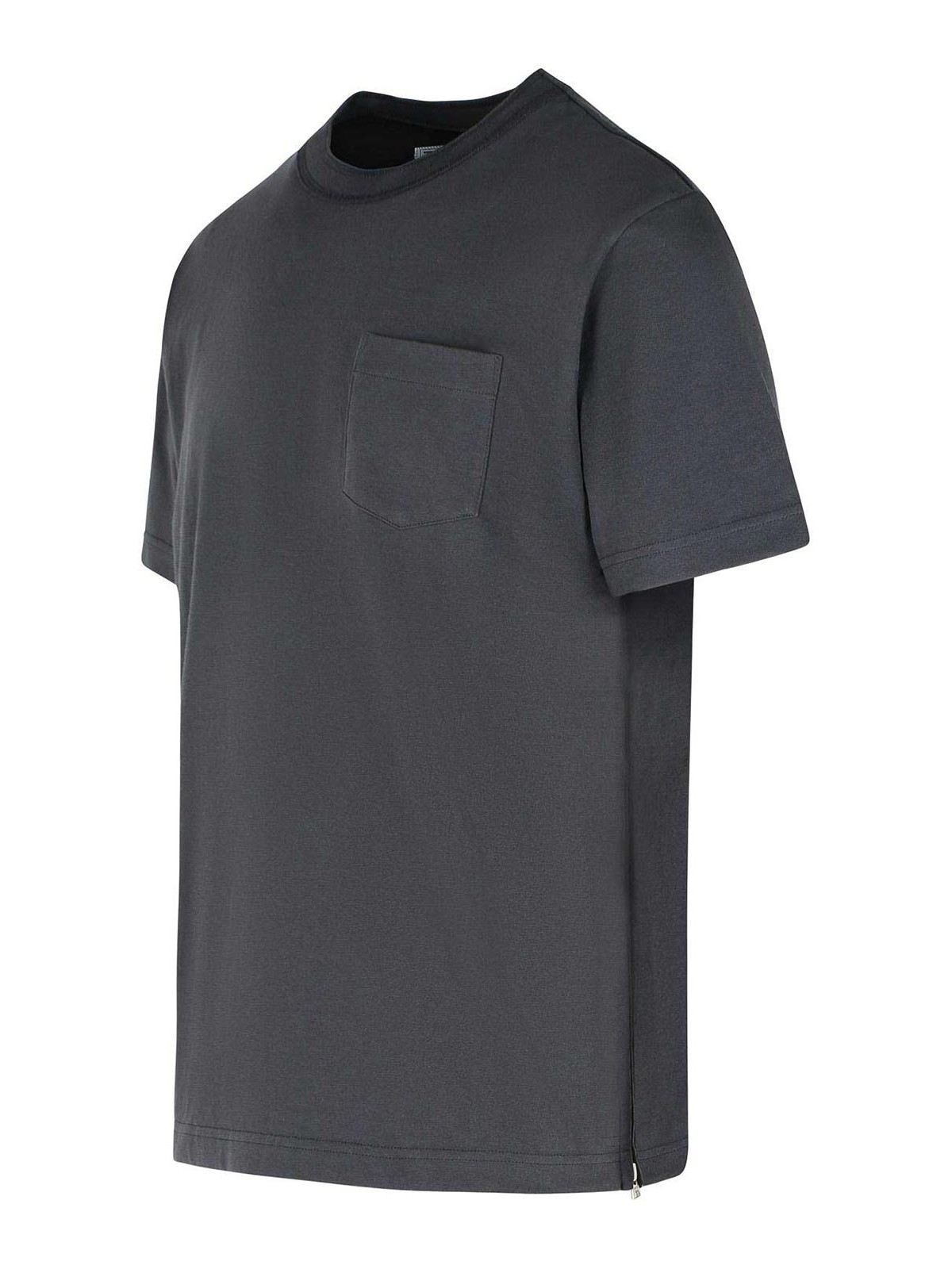 Sacai Cotton Crew Neck T-shirt With Chest Pocket In Black