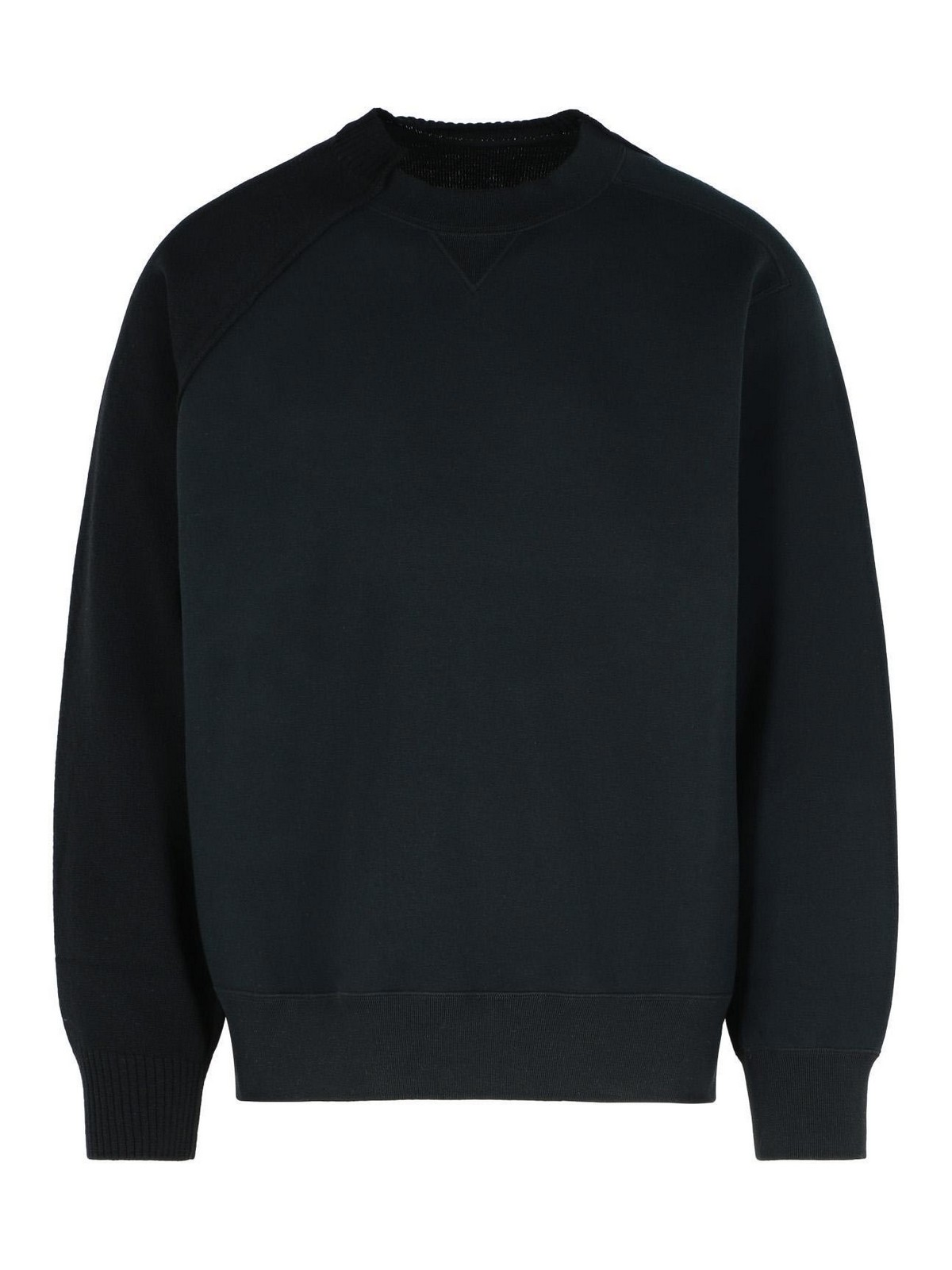 Sacai Wool Cotton Panel Sweatshirt In Black