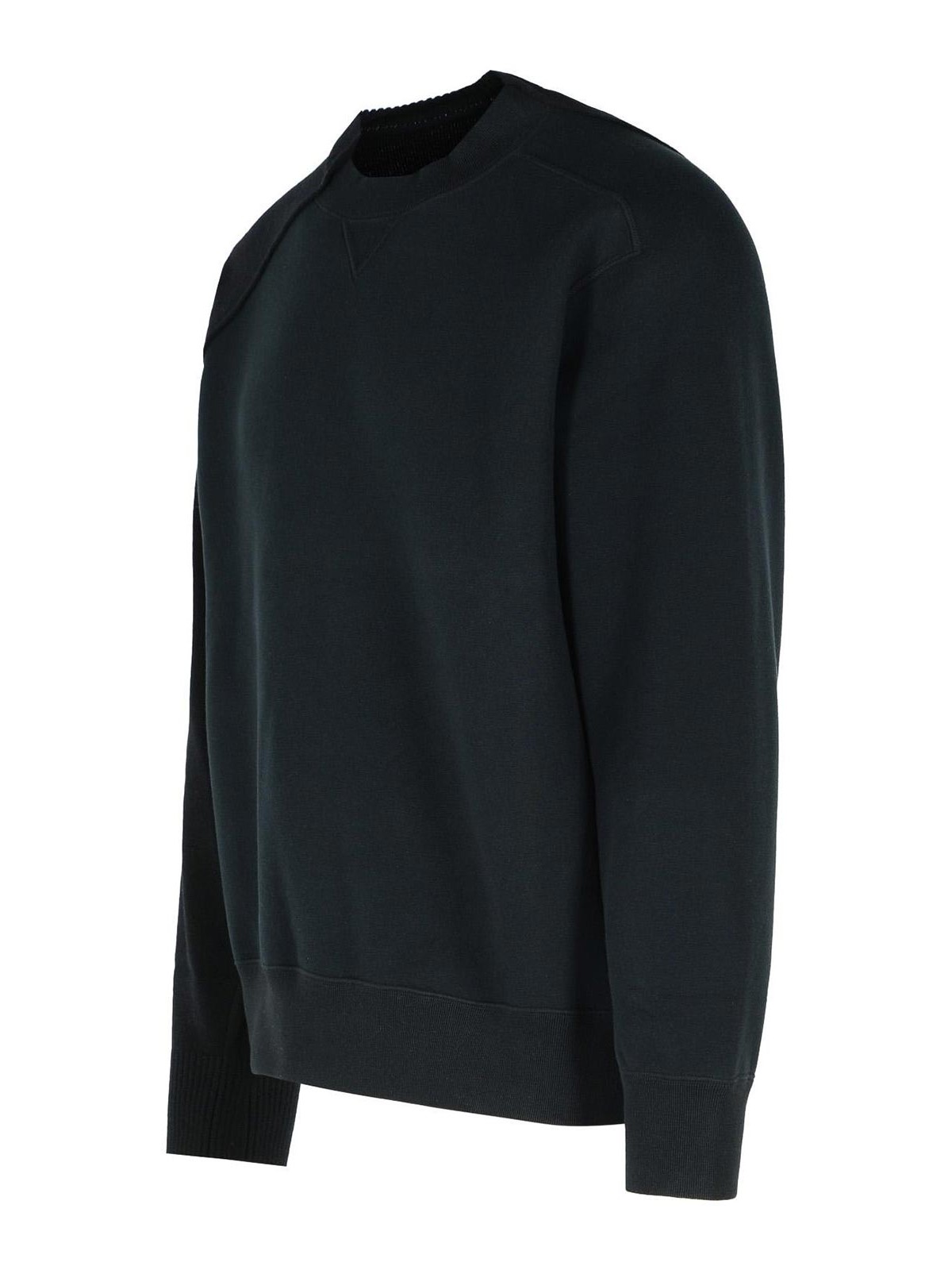 Sacai Wool Cotton Panel Sweatshirt In Black
