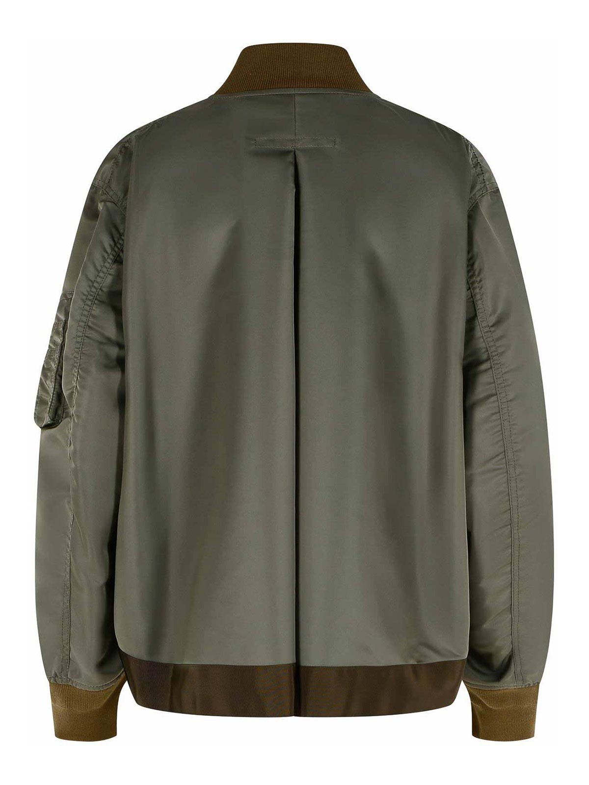Sacai Bomber Jacket With Ribbed Cuffs And Pockets In Gray