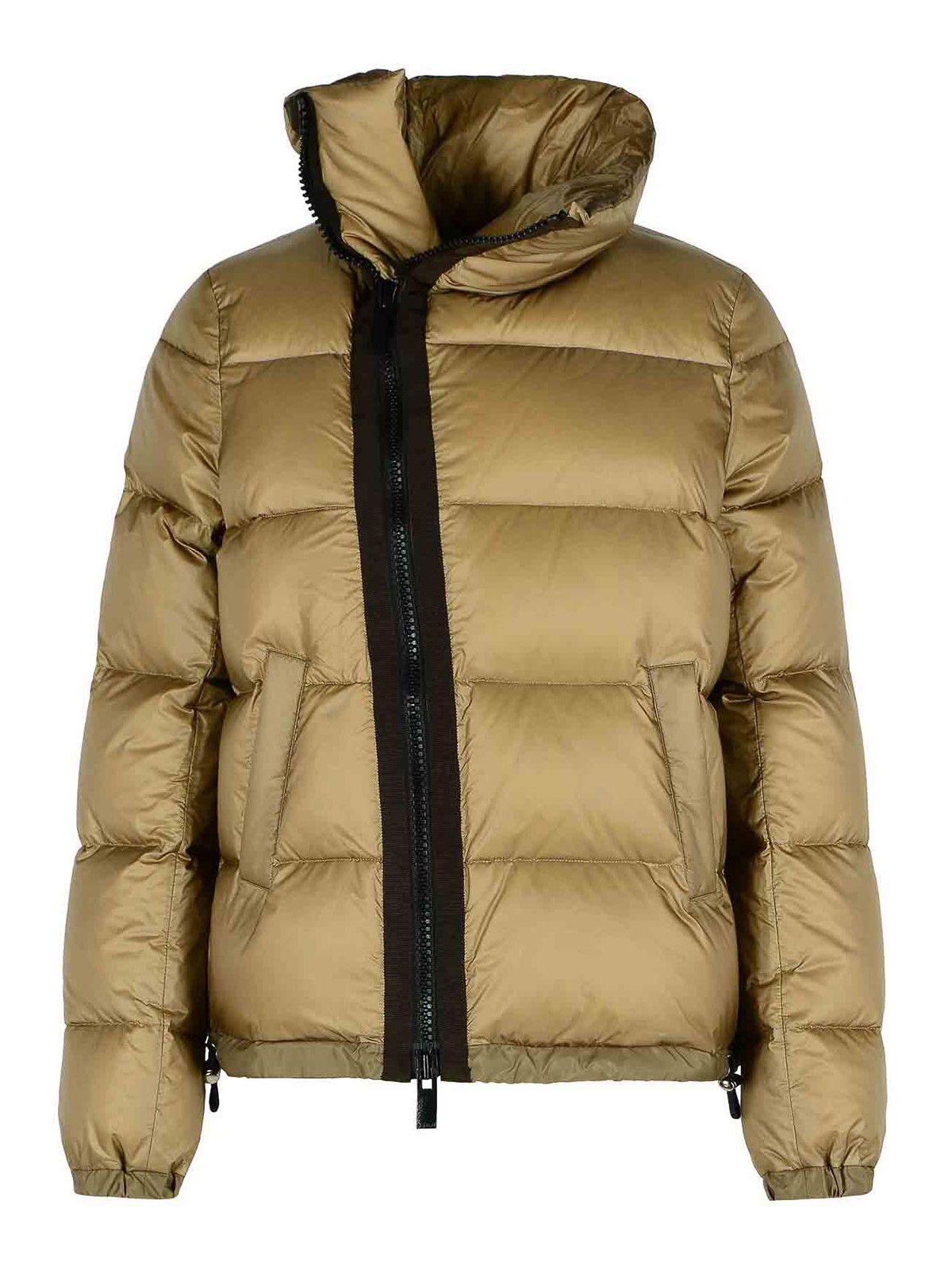 Sacai Quilted High Collar Down Jacket With Elastic Cuffs In Green