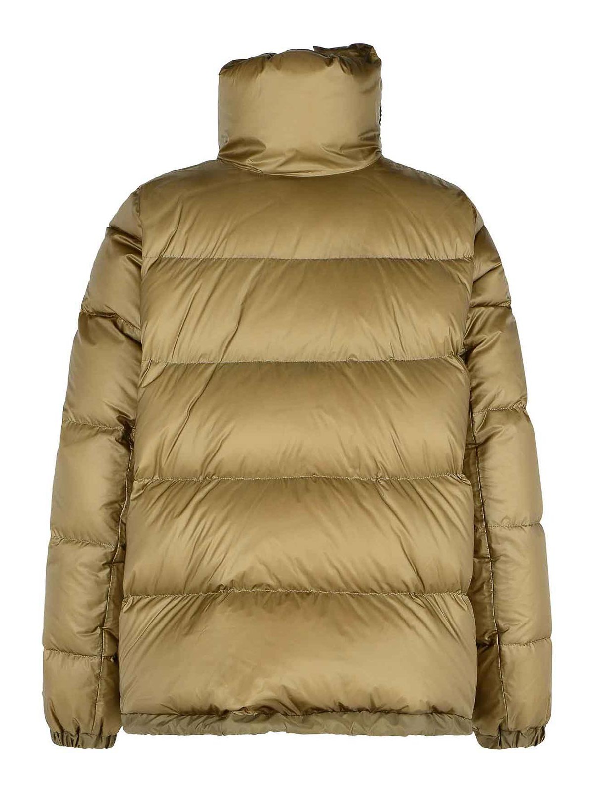 Sacai Quilted High Collar Down Jacket With Elastic Cuffs In Green